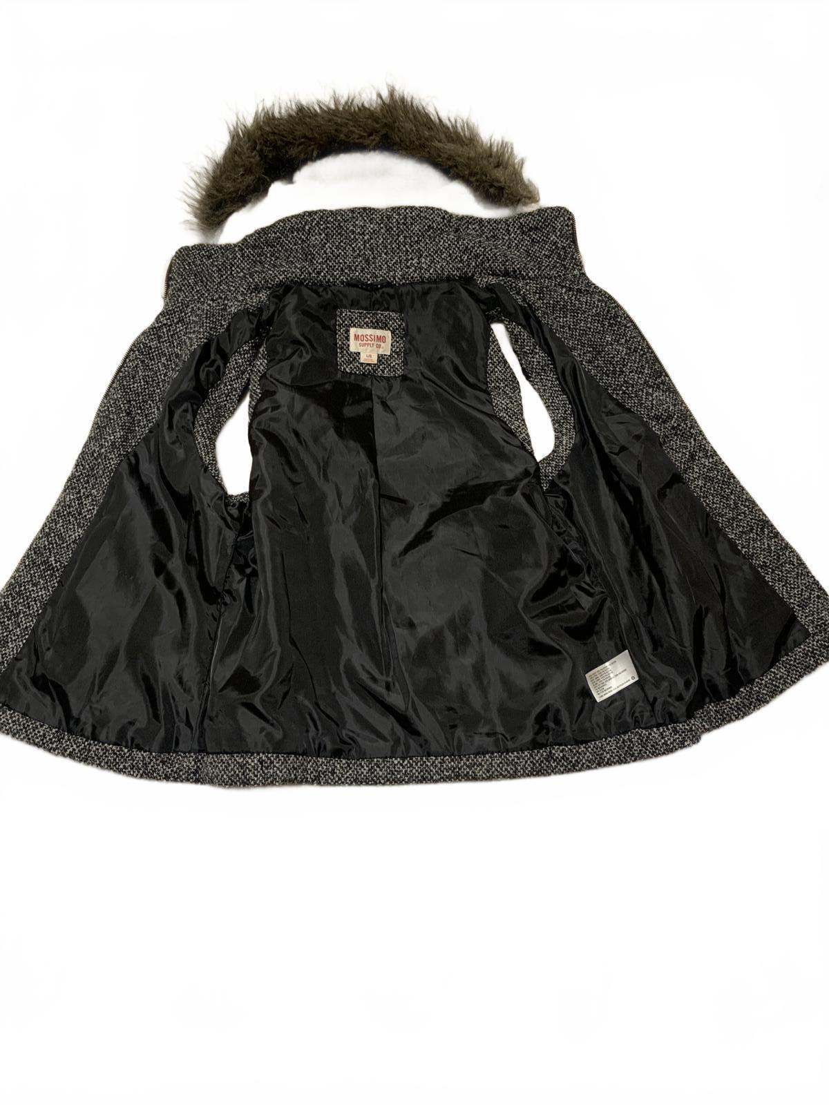 Y2K Faux Fur Vest  Supply Co. Women's Size L Specked Black Hooded Zip Up