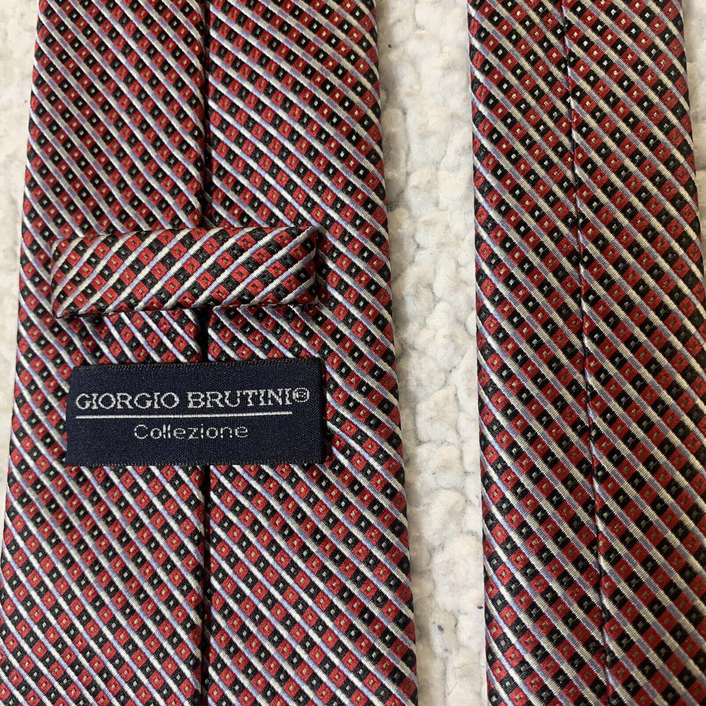 Giorgio Brutini Tie Red Black Tiny Geometric Print Pattern