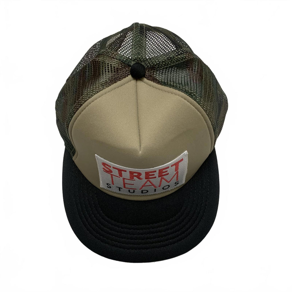 DISTRICT Street Team Studios Trucker Cap Hat Mens Green Camouphlage