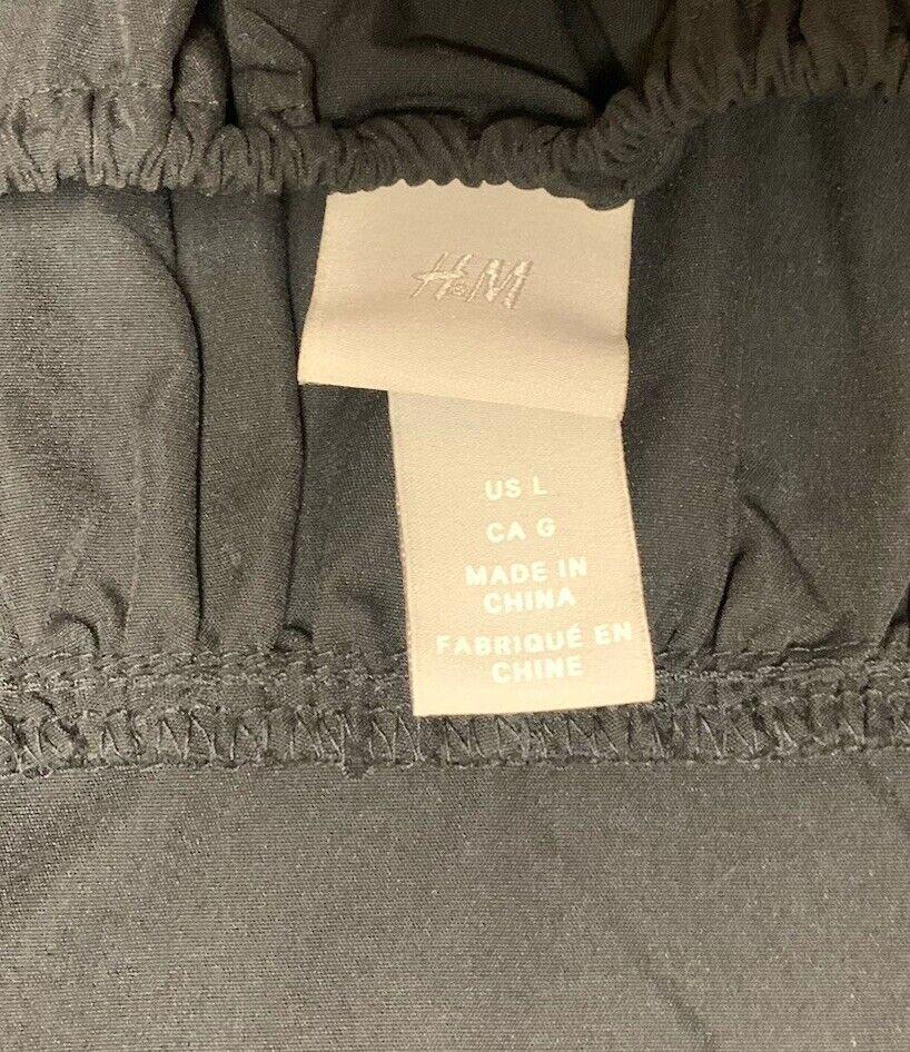 H&M Women’s Size Large Black Sun Dress Puff sleeve Vacation A-Line Cut