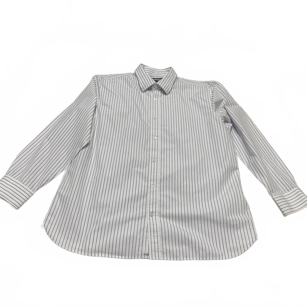 Banana Republic Men's Size XL Slim Fit White Blue Striped Button-Up Shirt
