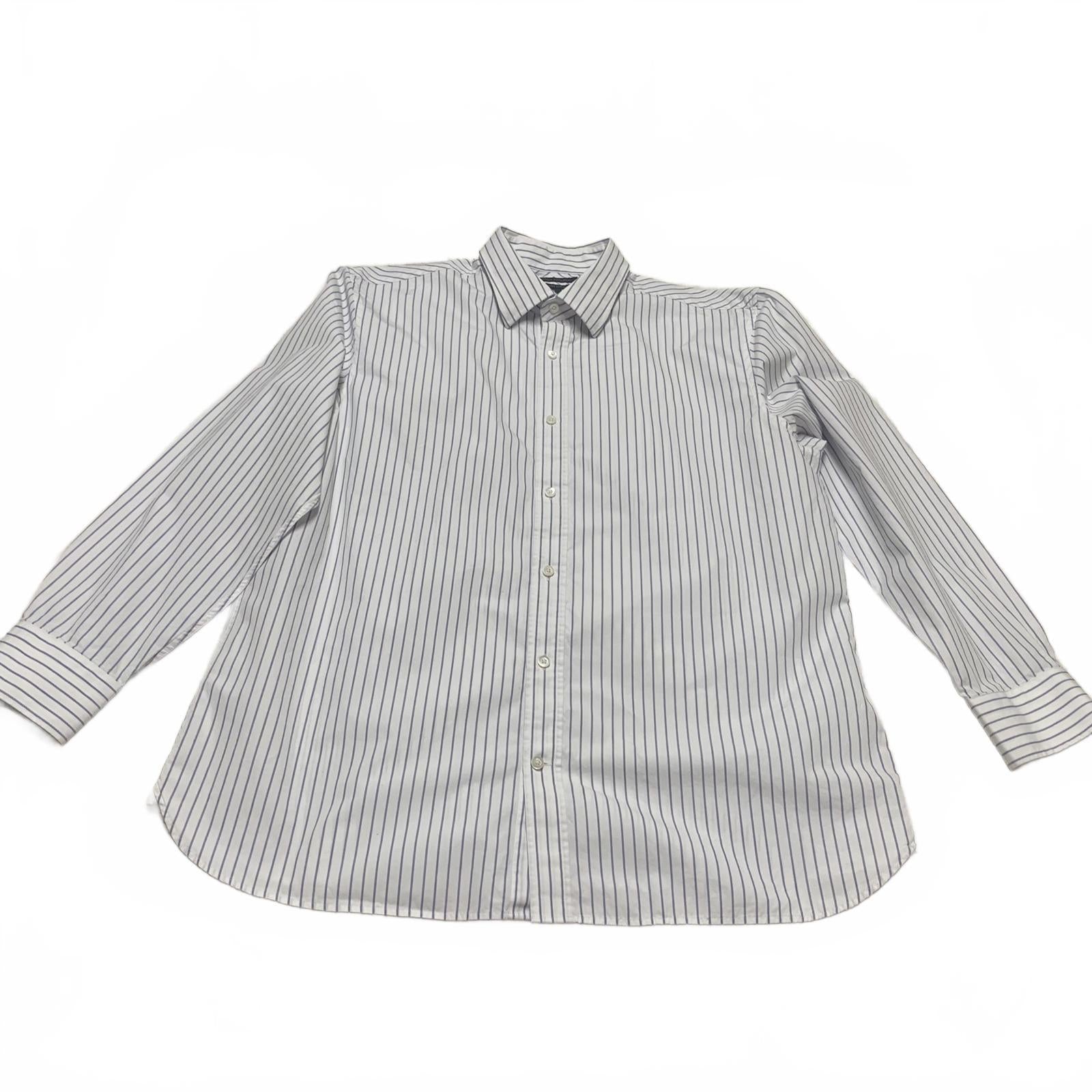 Banana Republic Men's Size XL Slim Fit White Blue Striped Button-Up Shirt