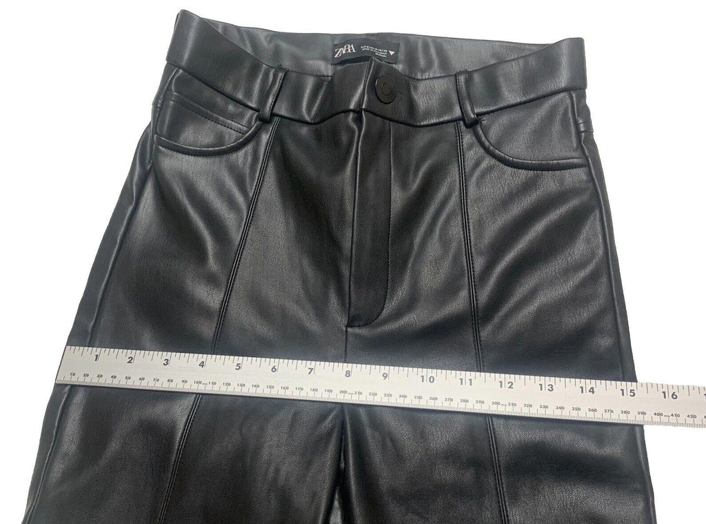 Zara Pants Women's Small Black Polyester/Faux Leather Ankle