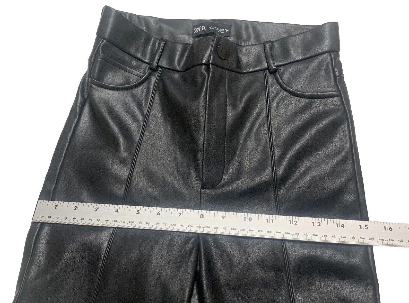 Zara Pants Women's Small Black Polyester/Faux Leather Ankle