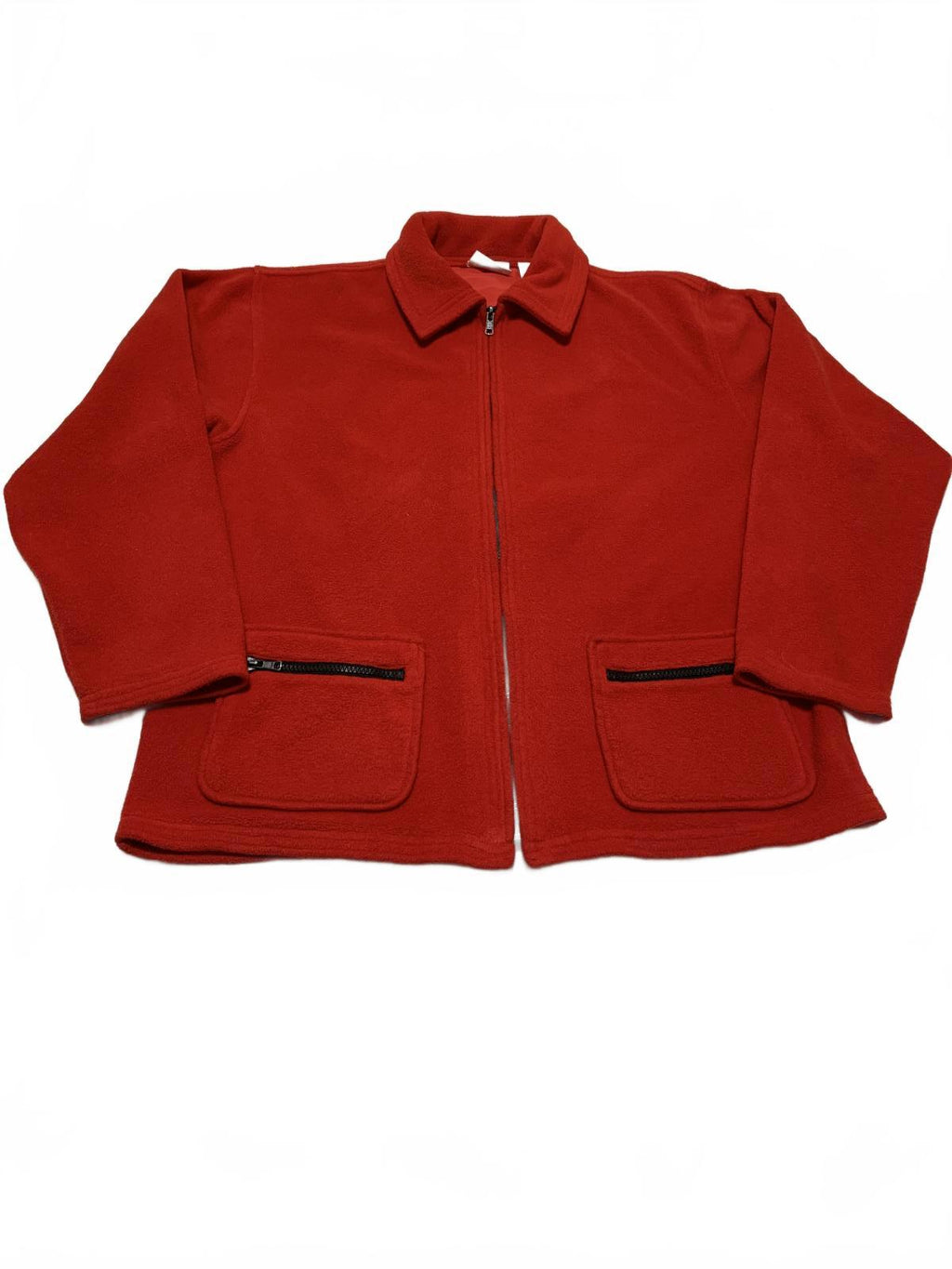 Willi Smith Collection Womens Size Small Red Zip-Up Fleece Jacket Pockets