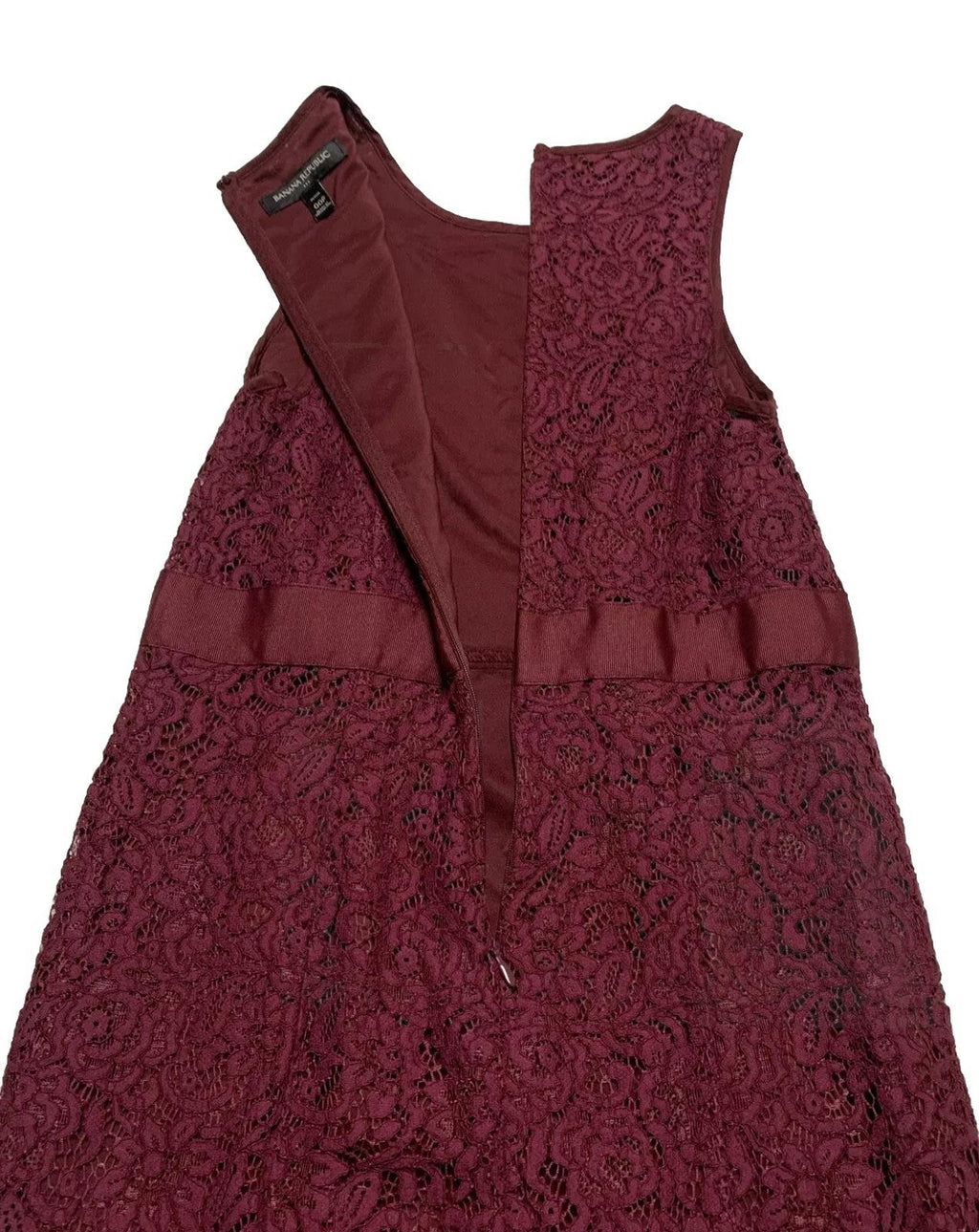 Banana Republic Juniors Size 00P Petite Burgundy Lace Empire Waist Sheath Dress