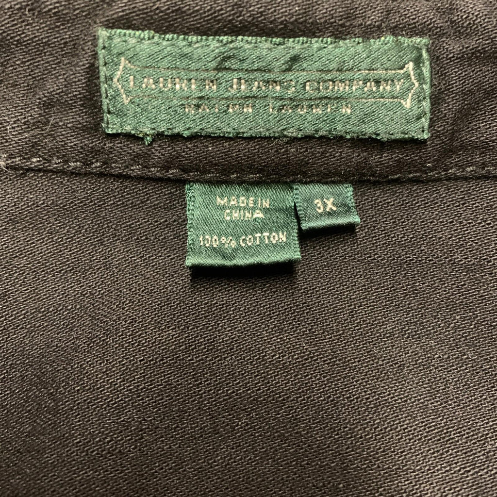 Lauren Jeans Company Mens 3X Black Button Up Military Shirt Shacket 100% Cotton