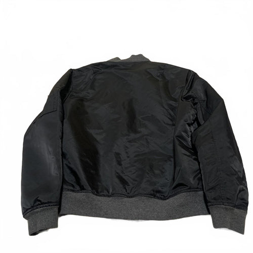 Vintage 90s Champion Co. Men's Size M Black Bomber Jacket Gray Ribbed Cuffs Hem