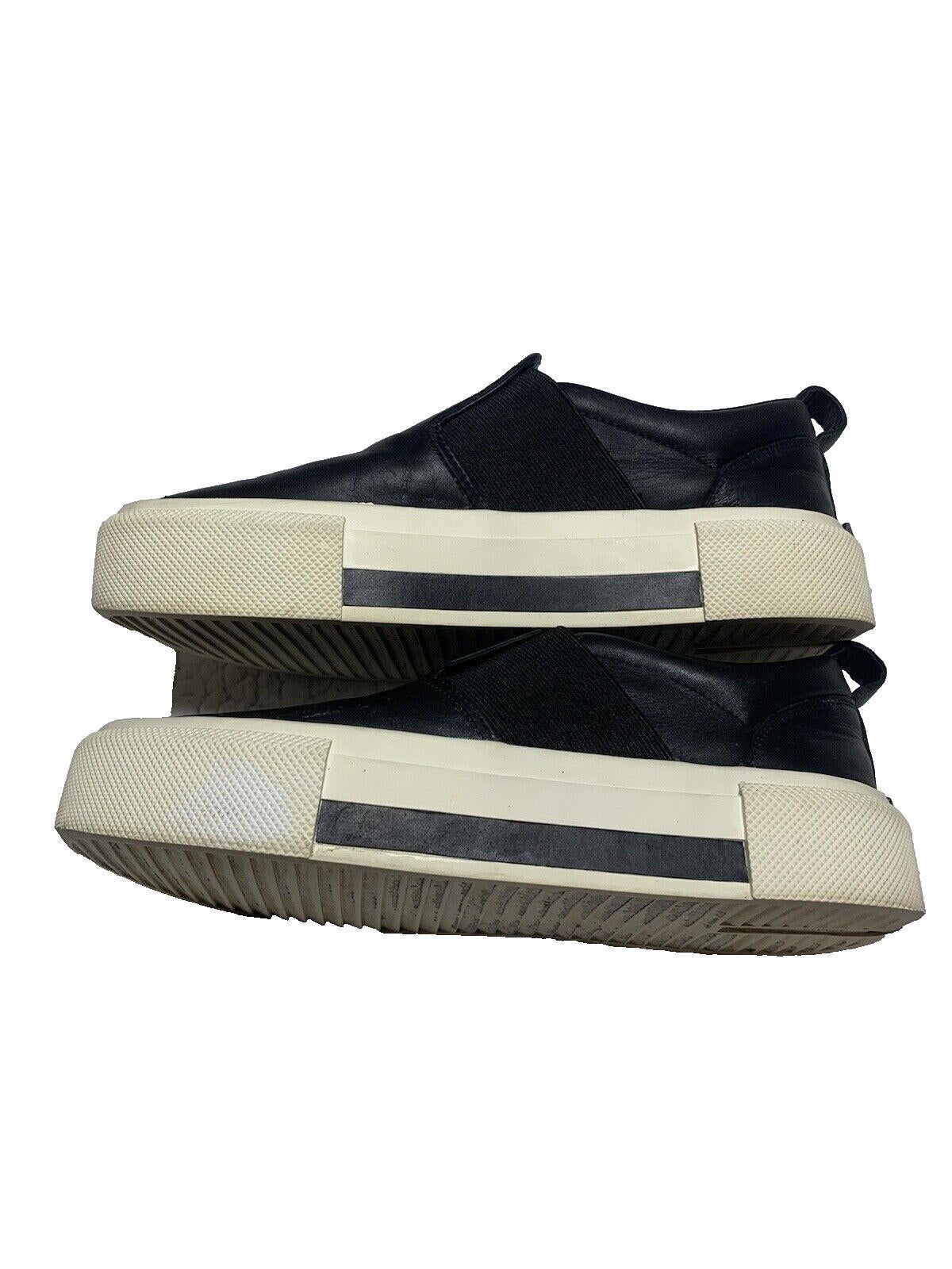 KENDALL + KYLIE Women's  7.5 Black/White Faux Leather Slip On Platform Sneakers