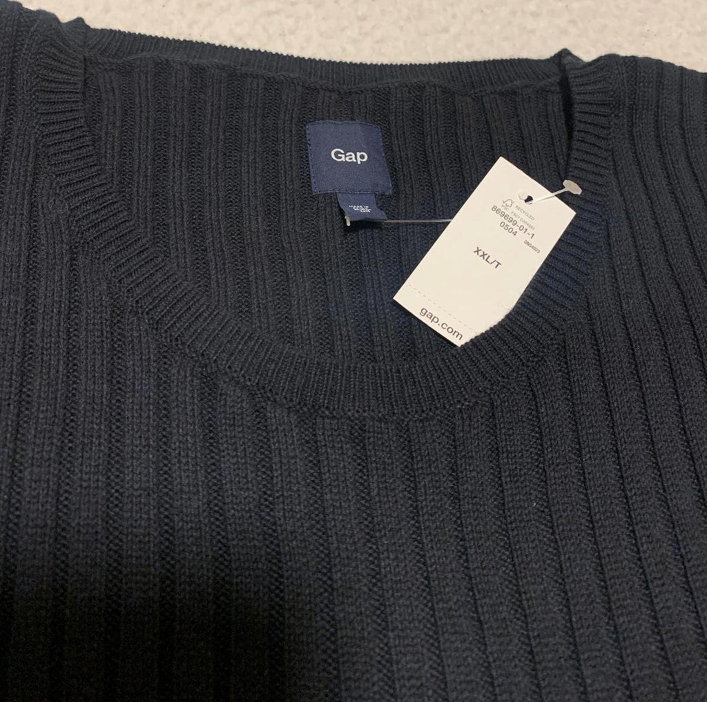 Gap Men's Size XXL Tall Black Ribbed knit Sweater 100% Cotton Long Sleeve NWT