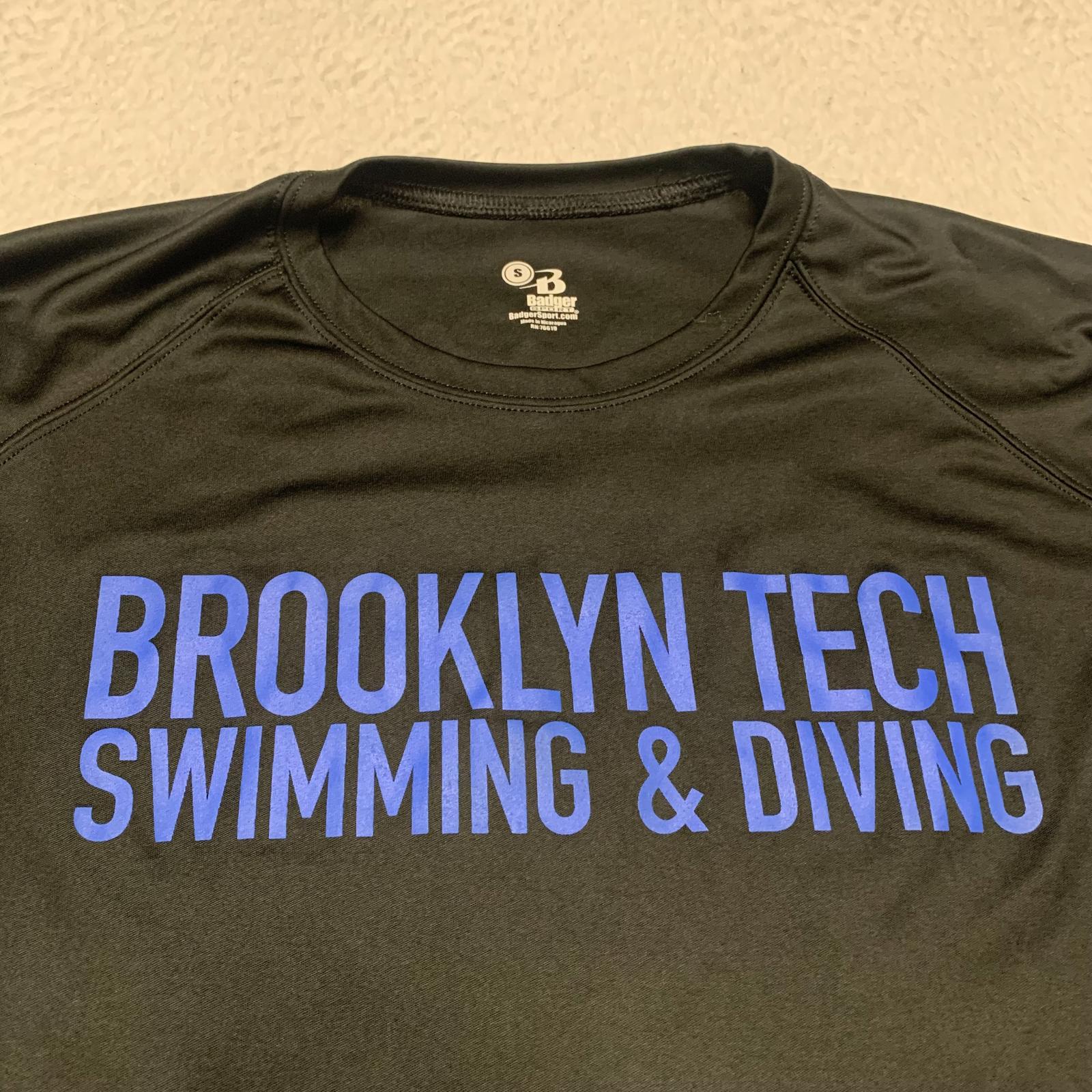 Badger Sports Men's S Black Brooklyn Tech Swimming & Diving Long Sleeve Shirt