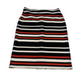 NYCC Women's Size M Red Black Bold Stripe Knee Length Modest Pencil Skirt