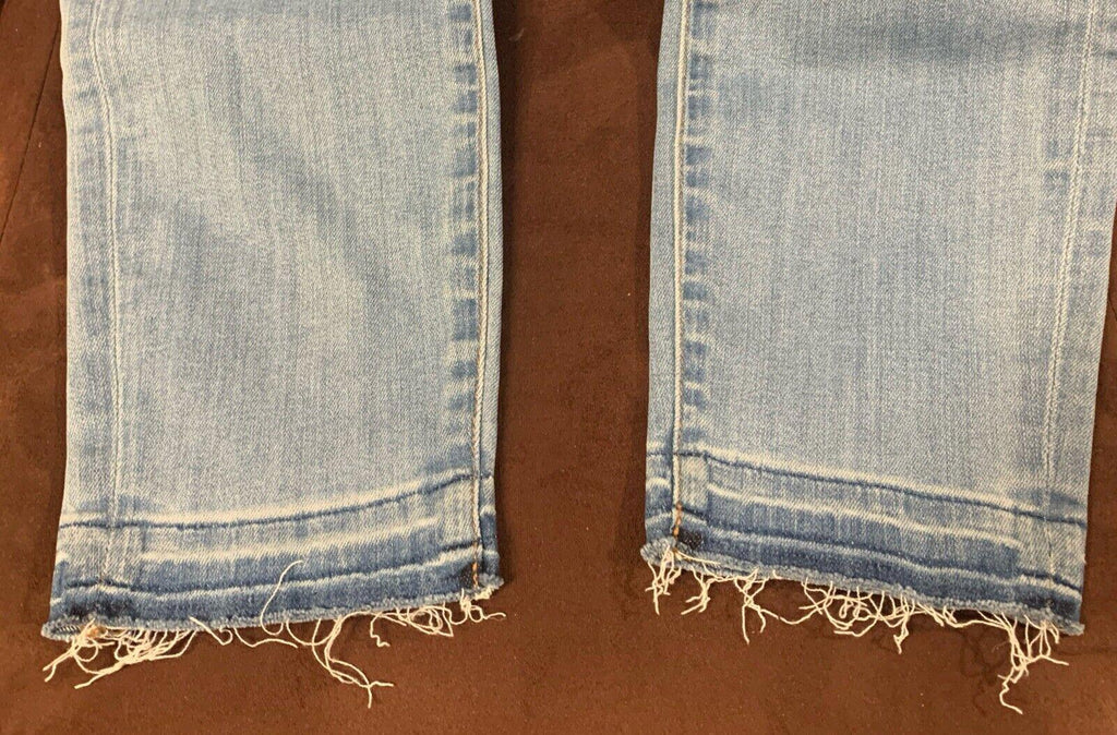 J. Crew Women's Jeans Size 27 Blue Light Wash Denim Skinny Crop Distress Raw Hem
