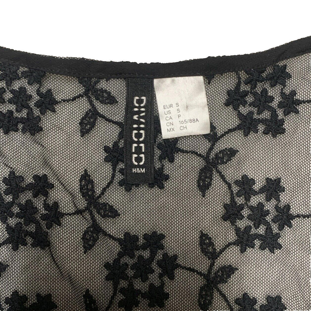 Divided H&M Women’s Size S Black Lace Fringe Shawl Ladies Scarf Boho Grunge
