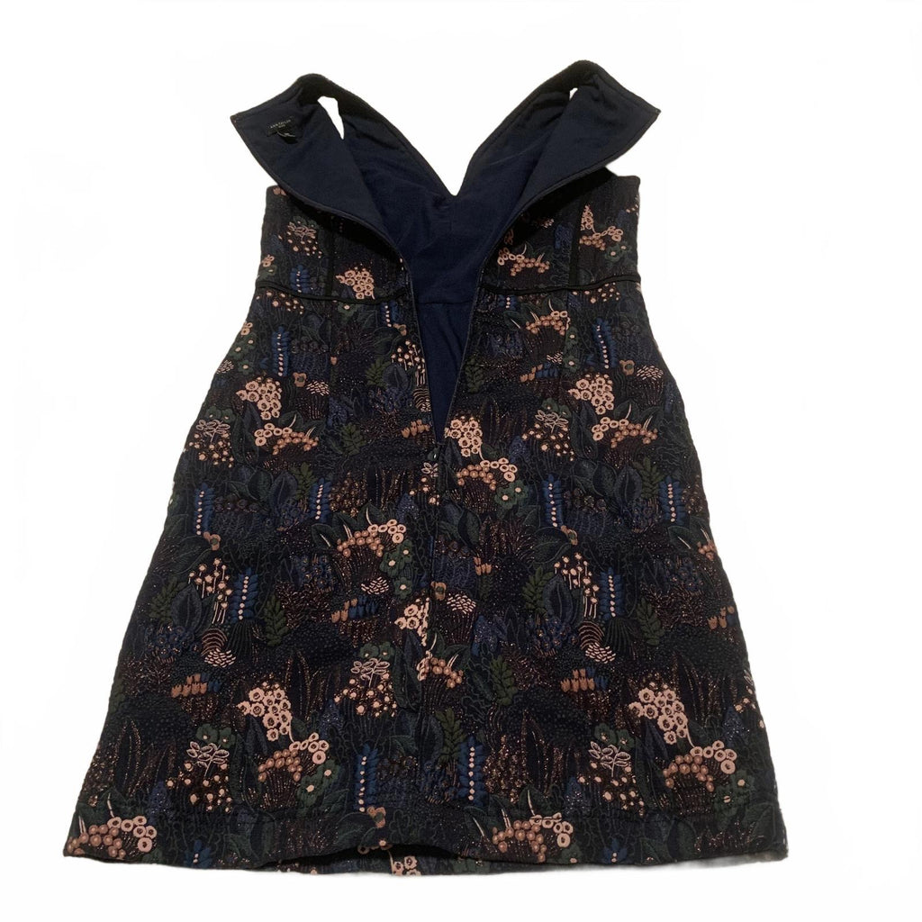 Ann Taylor Petite Women's Size 0P Black Floral Pattern Sleeveless Mini Dress