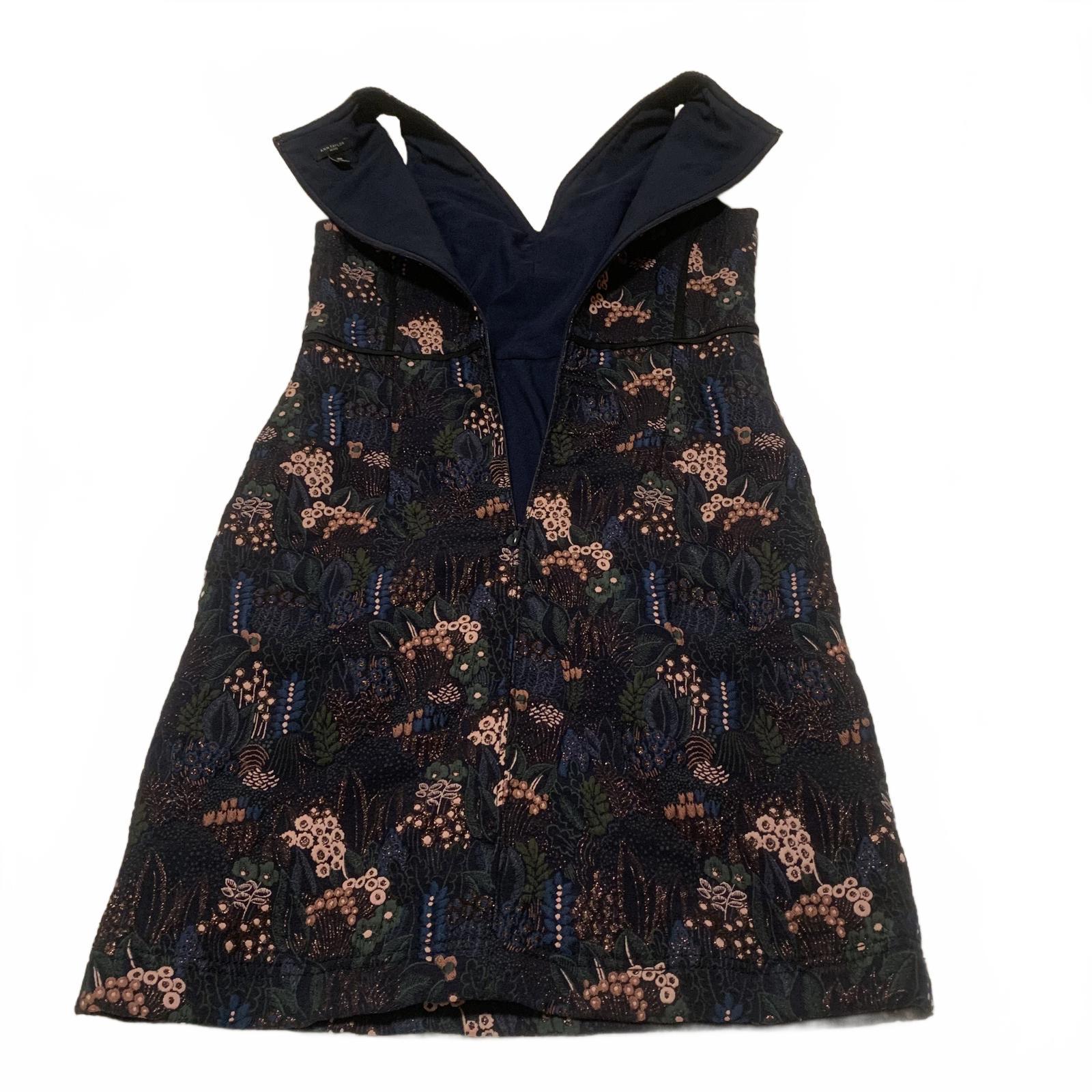 Ann Taylor Petite Women's Size 0P Black Floral Pattern Sleeveless Mini Dress