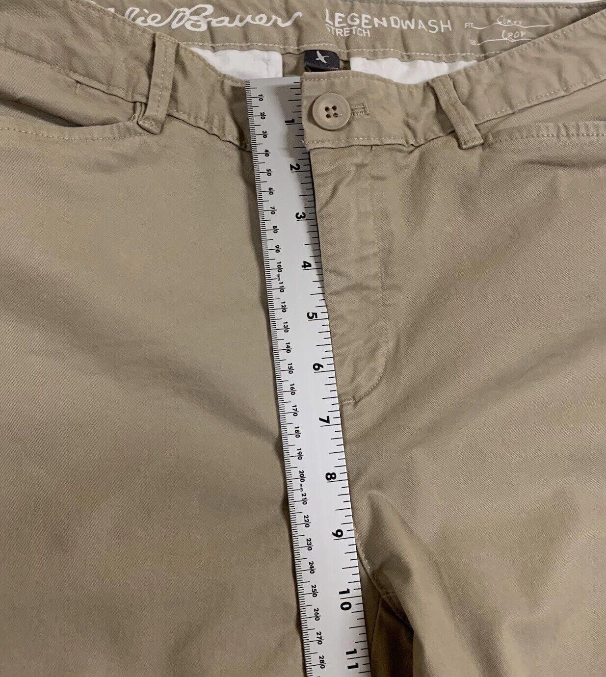 Eddie Bauer Pants Women's Size 12 Khaki Curvy  Crop Chino Straight W33.5x23.5L
