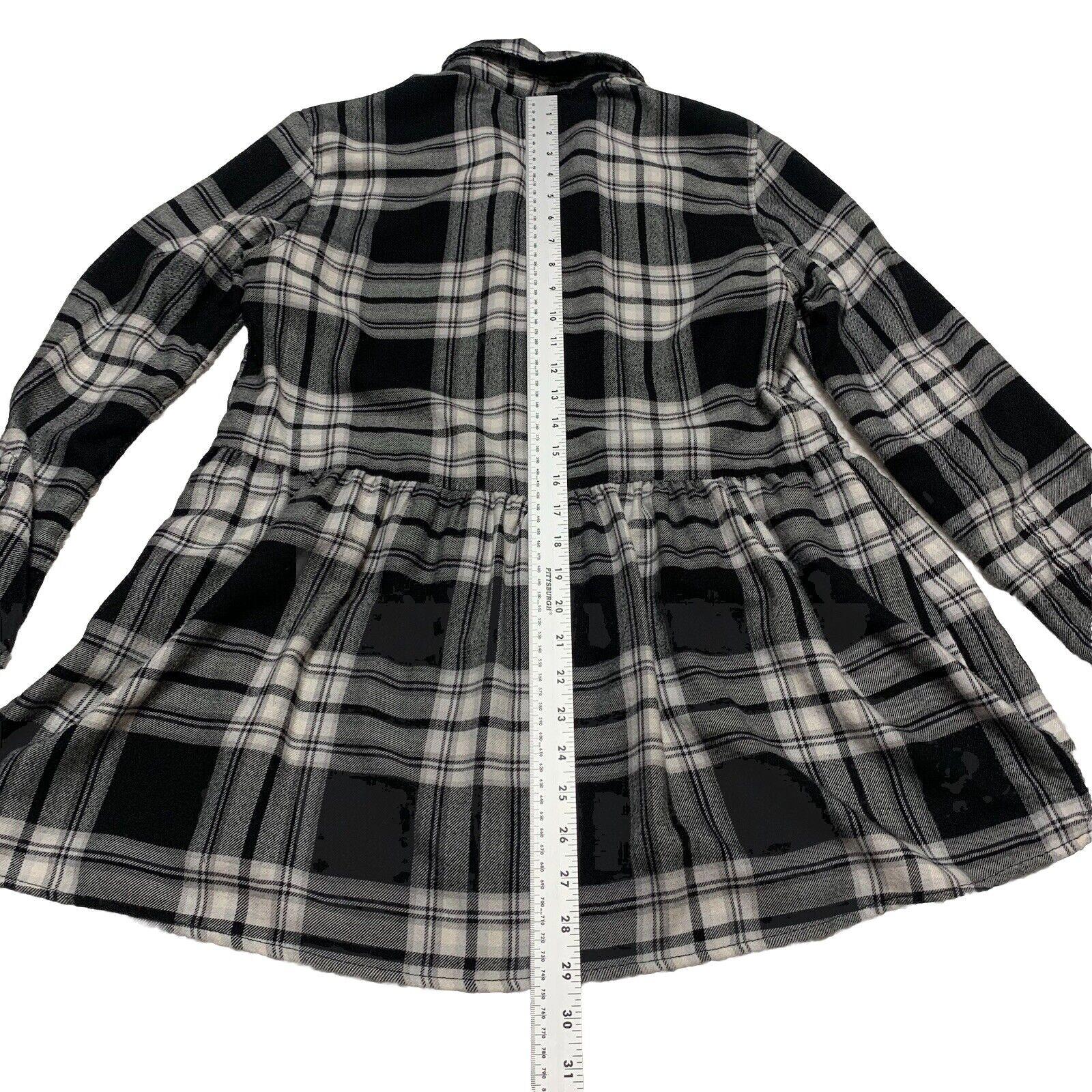 American Eagle Plaid Flannel Tunic Size Small Black White Pin Tuck Jegging Fit M