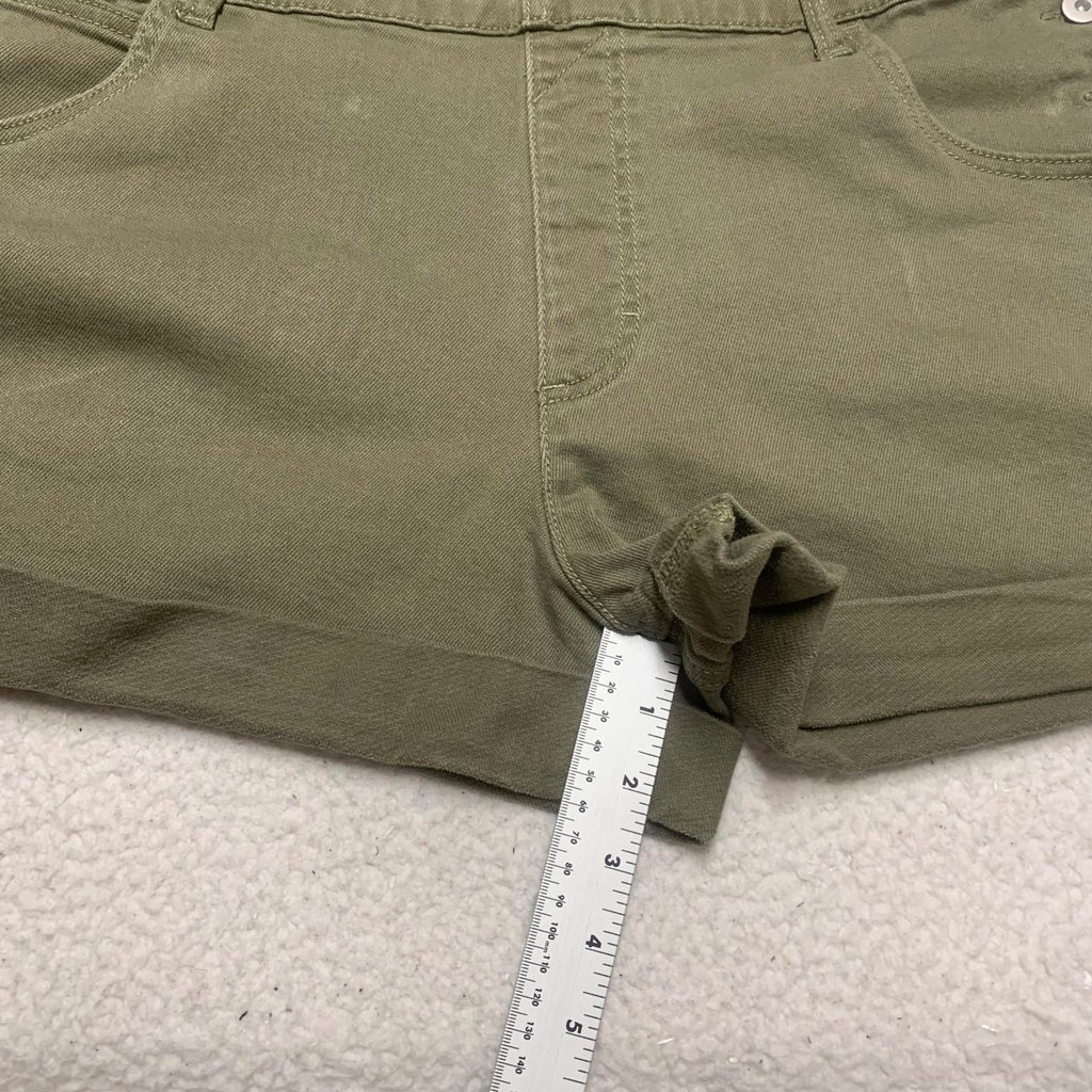 NOBO No Boundaries Womens Sz XXL (19) Olive Green Denim Overalls Shorts W40