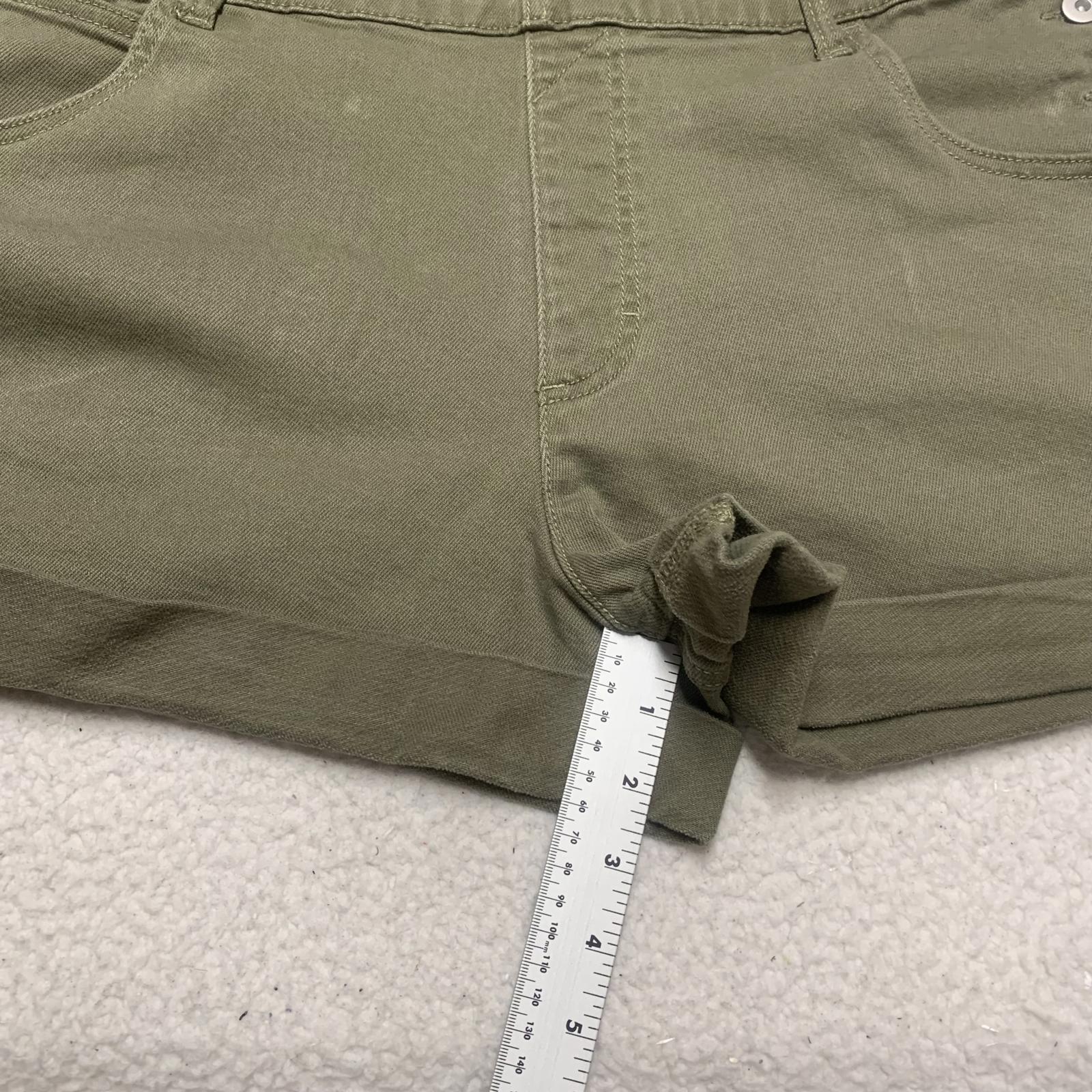 NOBO No Boundaries Womens Sz XXL (19) Olive Green Denim Overalls Shorts W40