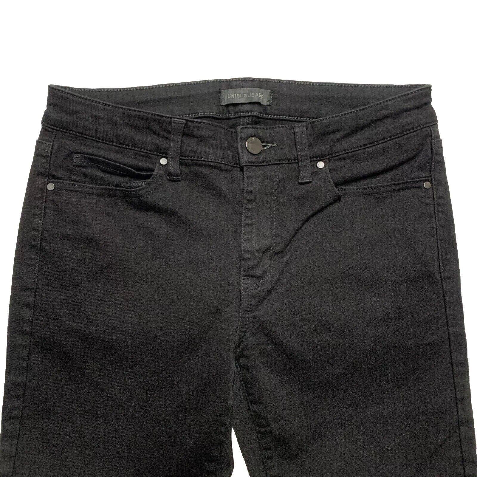 Uniqlo Men's Size 27x 26.75 Black Skinny Jeans Mid Rise Denim Cotton Blend