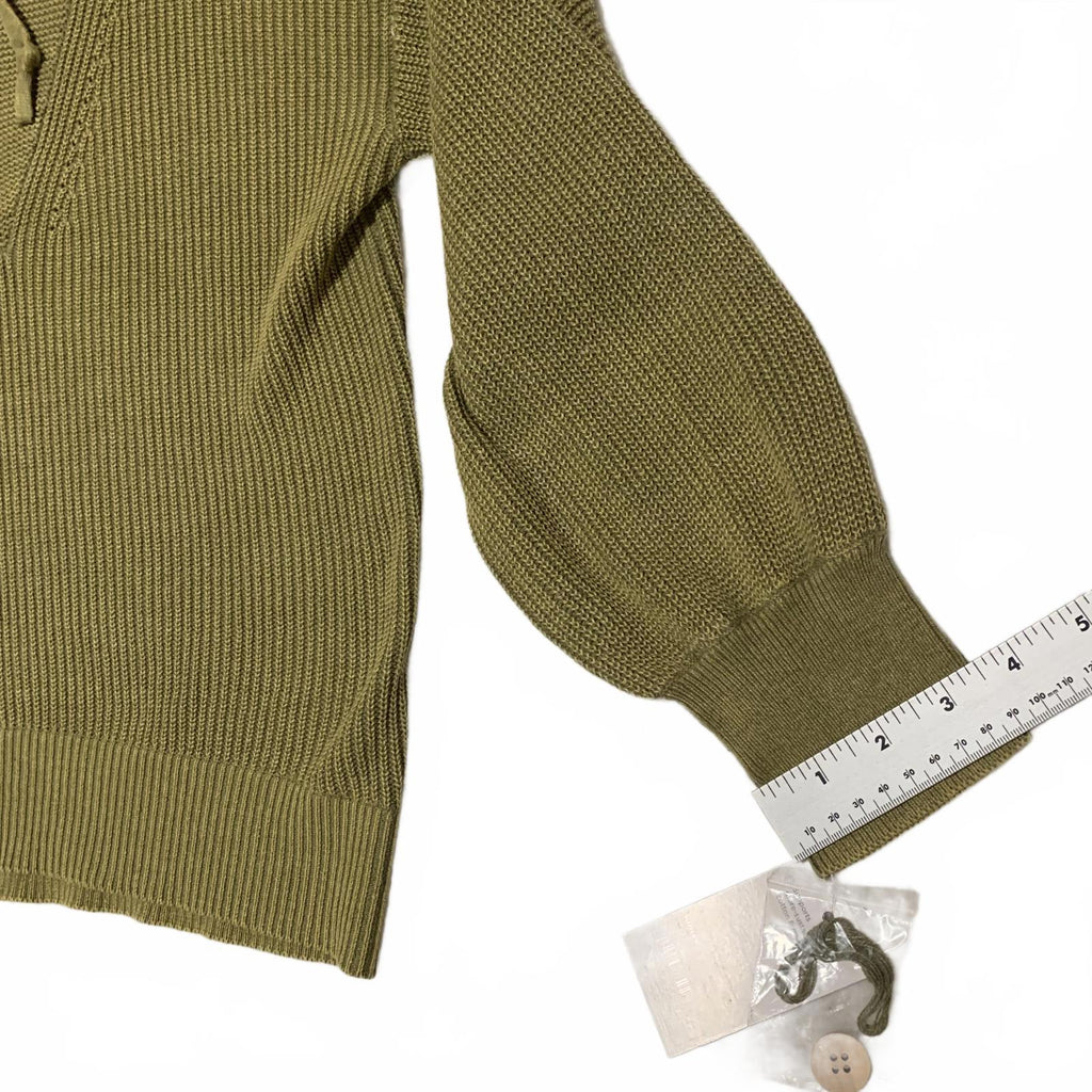 Sonoma Women's Size M Olive Green Knit Hoodie Button Detail