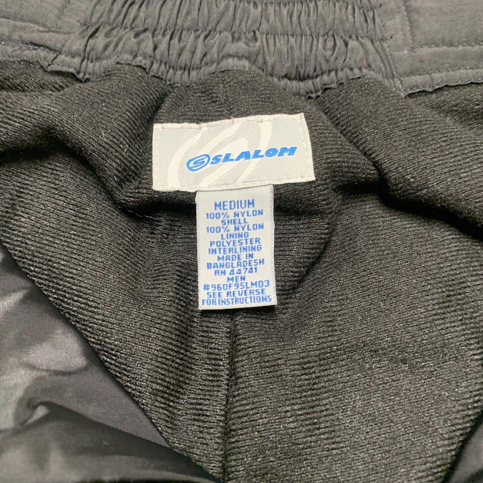Slalom Snow Pants Men’s Size M Black Nylon Ankle Zip Pockets Ski Snowboard Storm