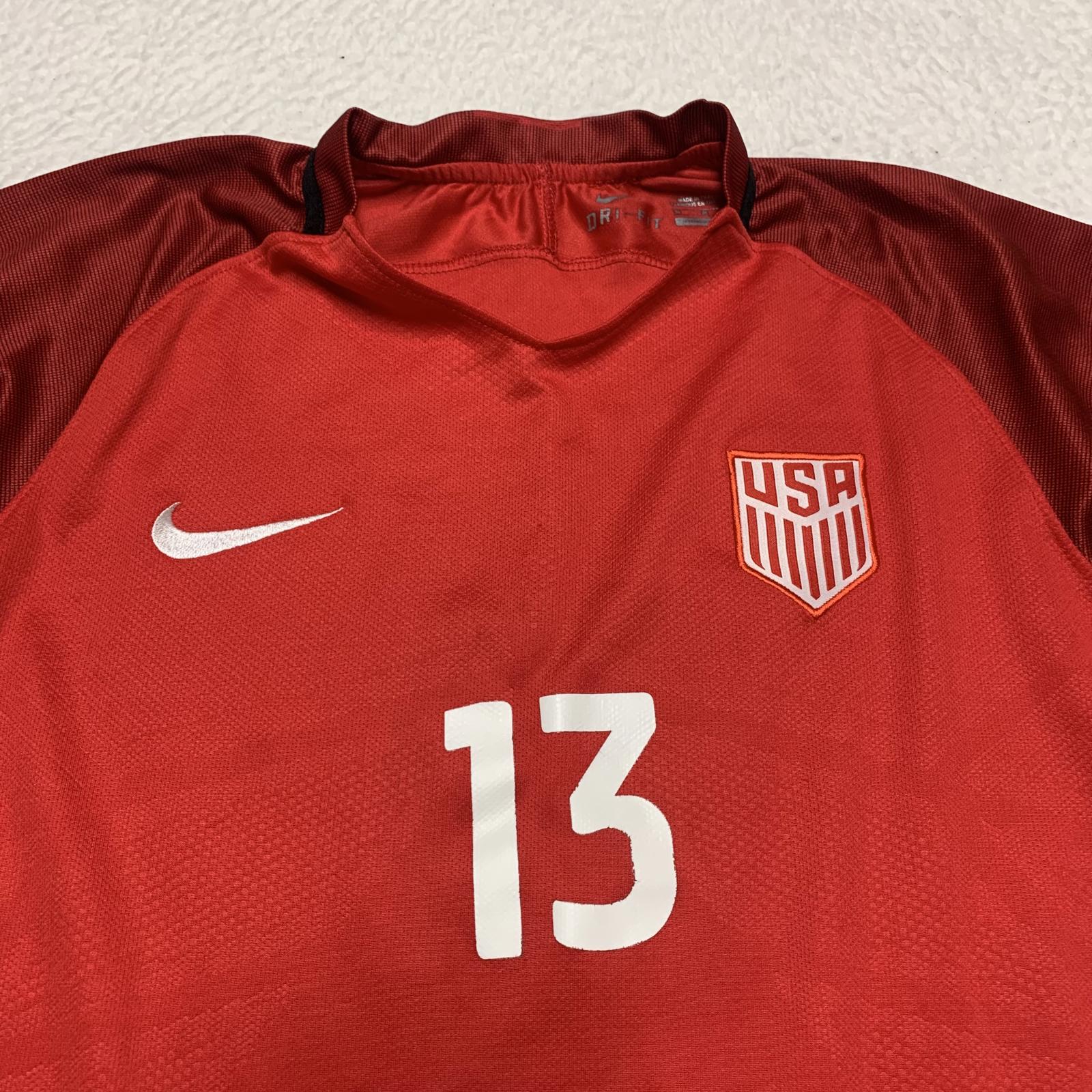 Nike USA Women's Soccer Jersey Size 26 Red Black Morgan #13 Dri-FIT Technology