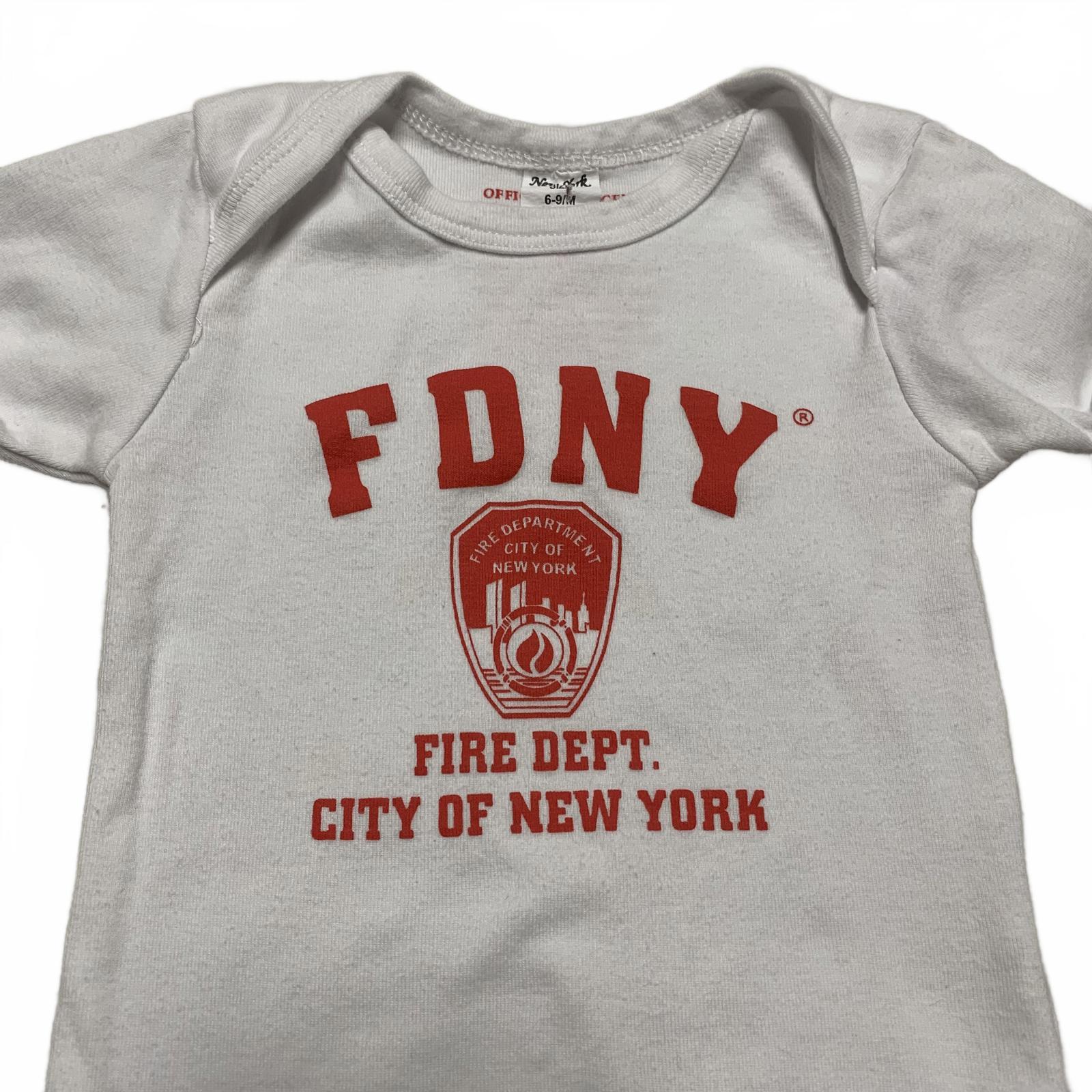 Official Licensed FDNY T- Shirt Size 6-9 Months White Red Baby
