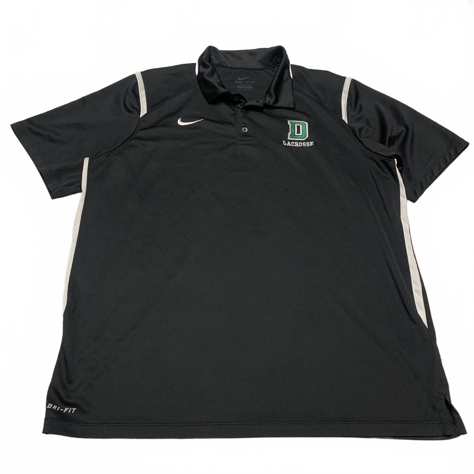Nike DRI-FIT Mens Sz Large Black Lacrosse Polo Black