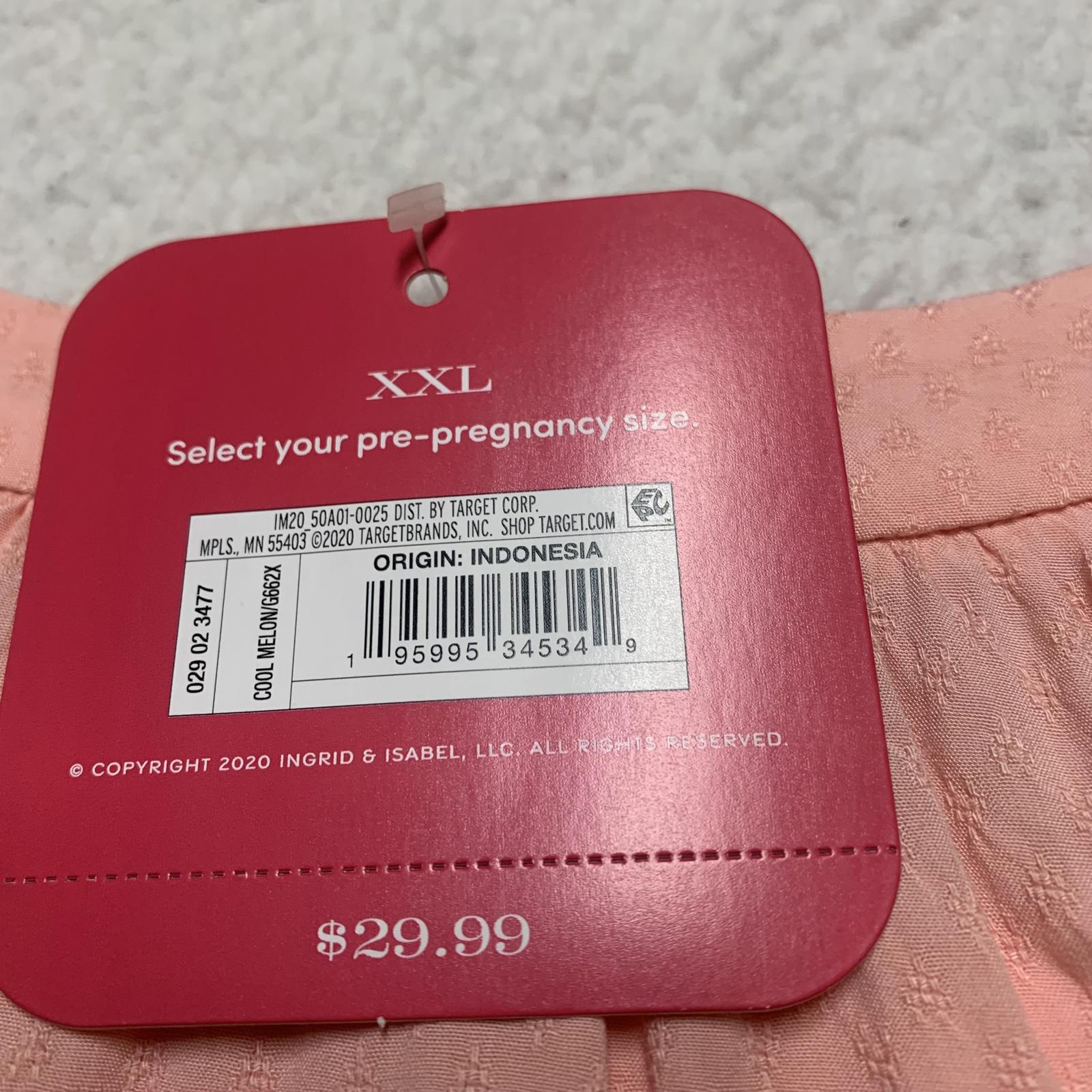Isabel Maternity Women's Size XXL Peachy Pink Peasant Shirt