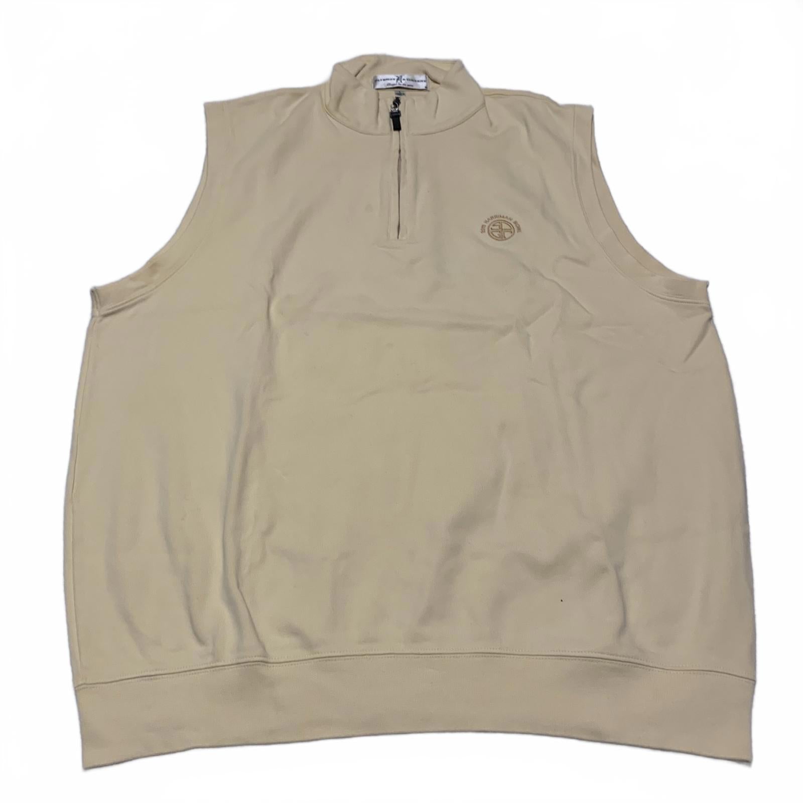 Fairway & Greene Men's Size L Beige Yellow Sleeveless Vest Zip Pima Cotton Peru