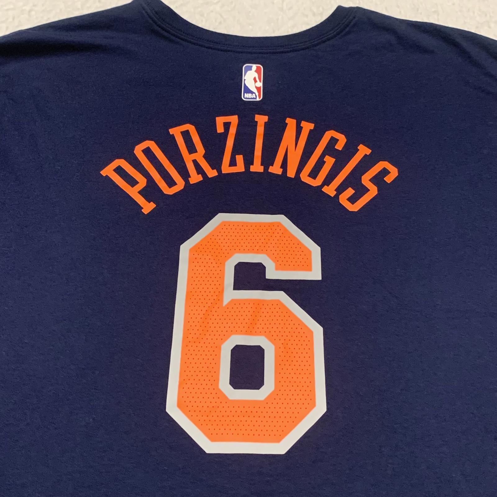 Nike Mens Size XXL Navy Blue Dri-FIT New York Knicks T-Shirt Porzingis #6