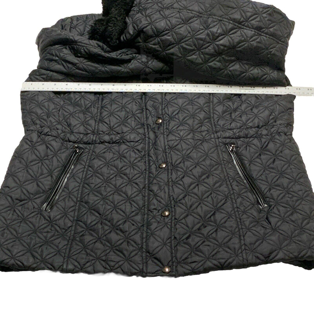 MARC New York Andrew Marc Women’s  XL Faux Fur  Black Quilted Winter Coat Puffer