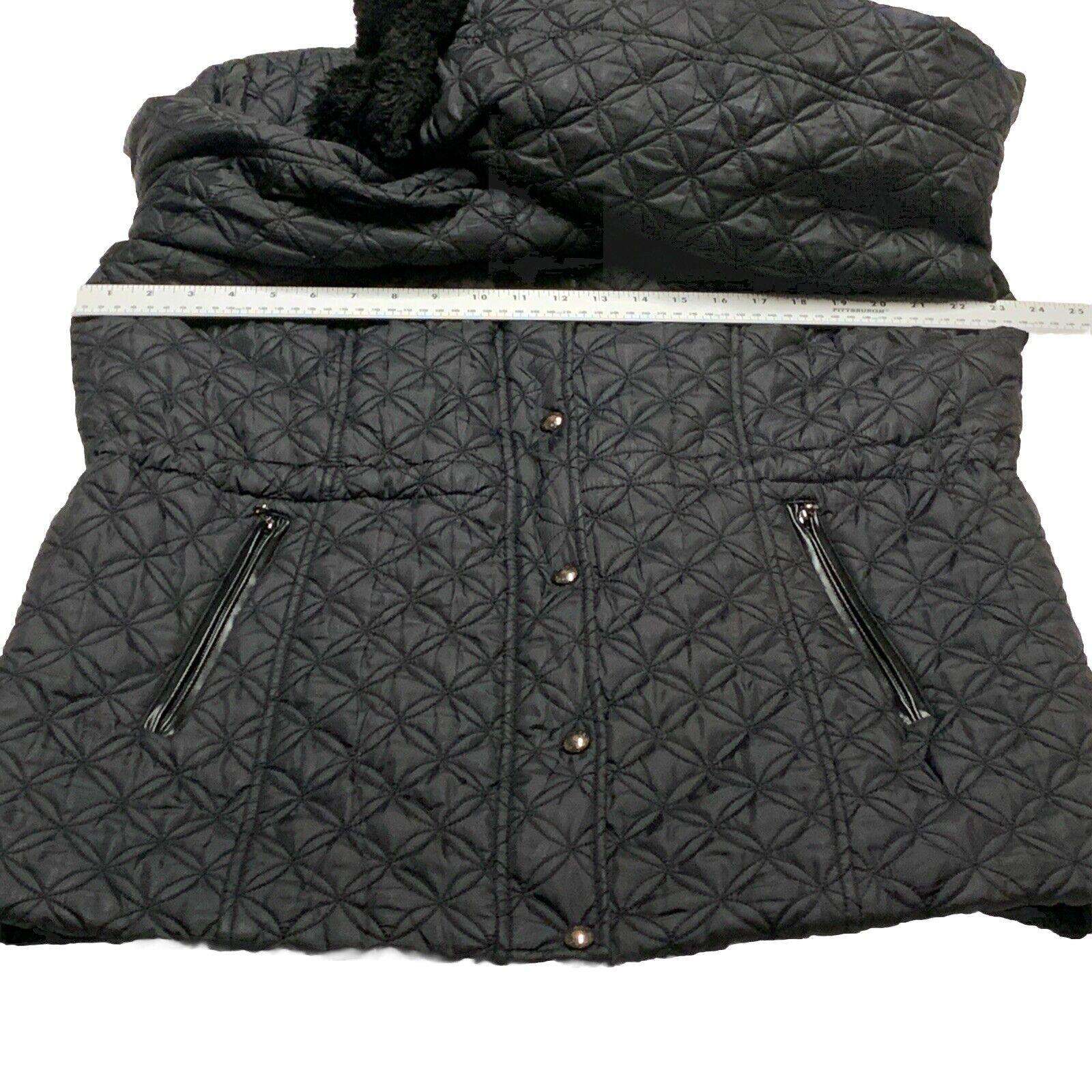 MARC New York Andrew Marc Women’s  XL Faux Fur  Black Quilted Winter Coat Puffer