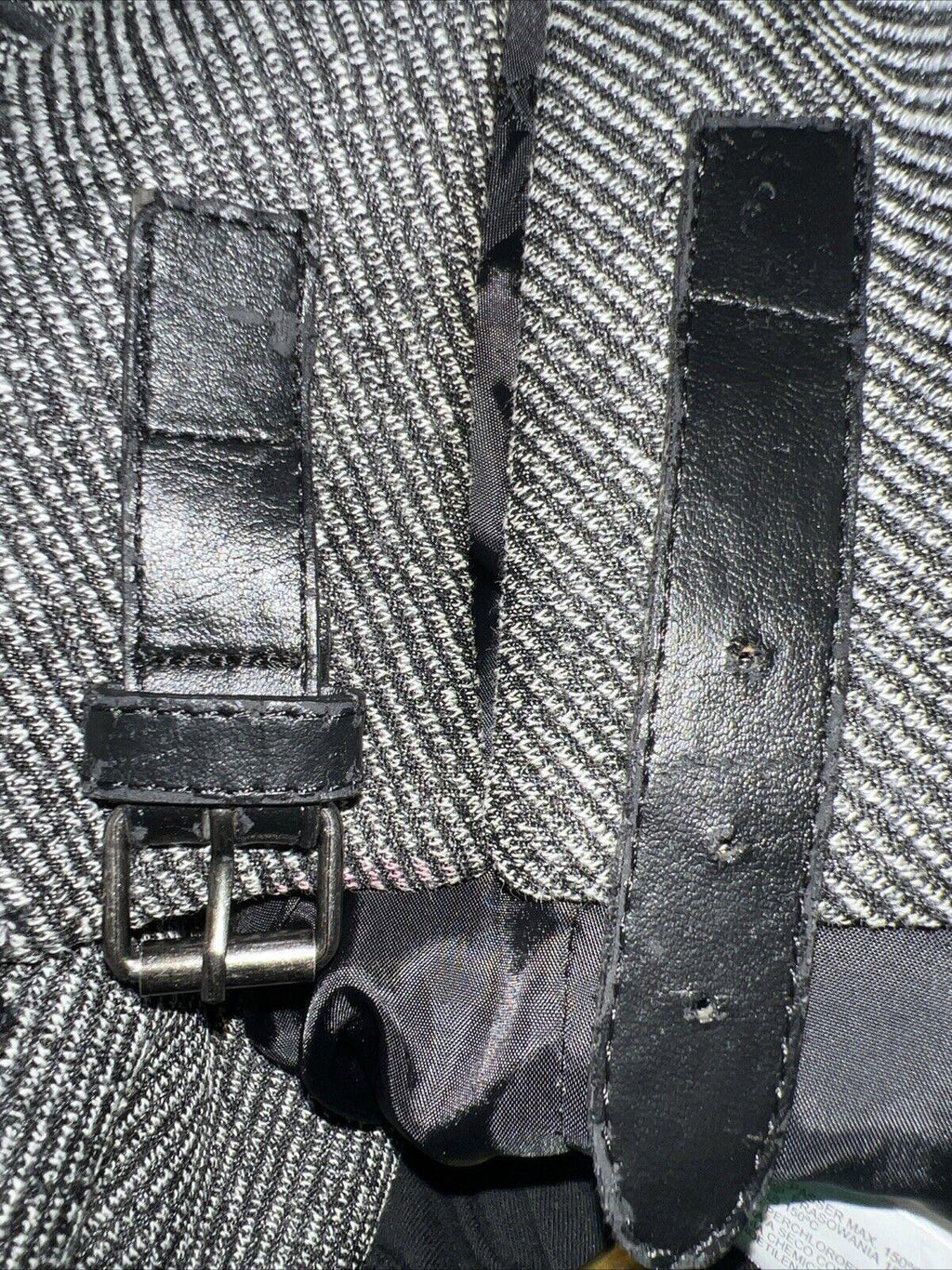 Zara Man buckle High Collar  Coat Size 42 Herringbone Gray Made in Turkey