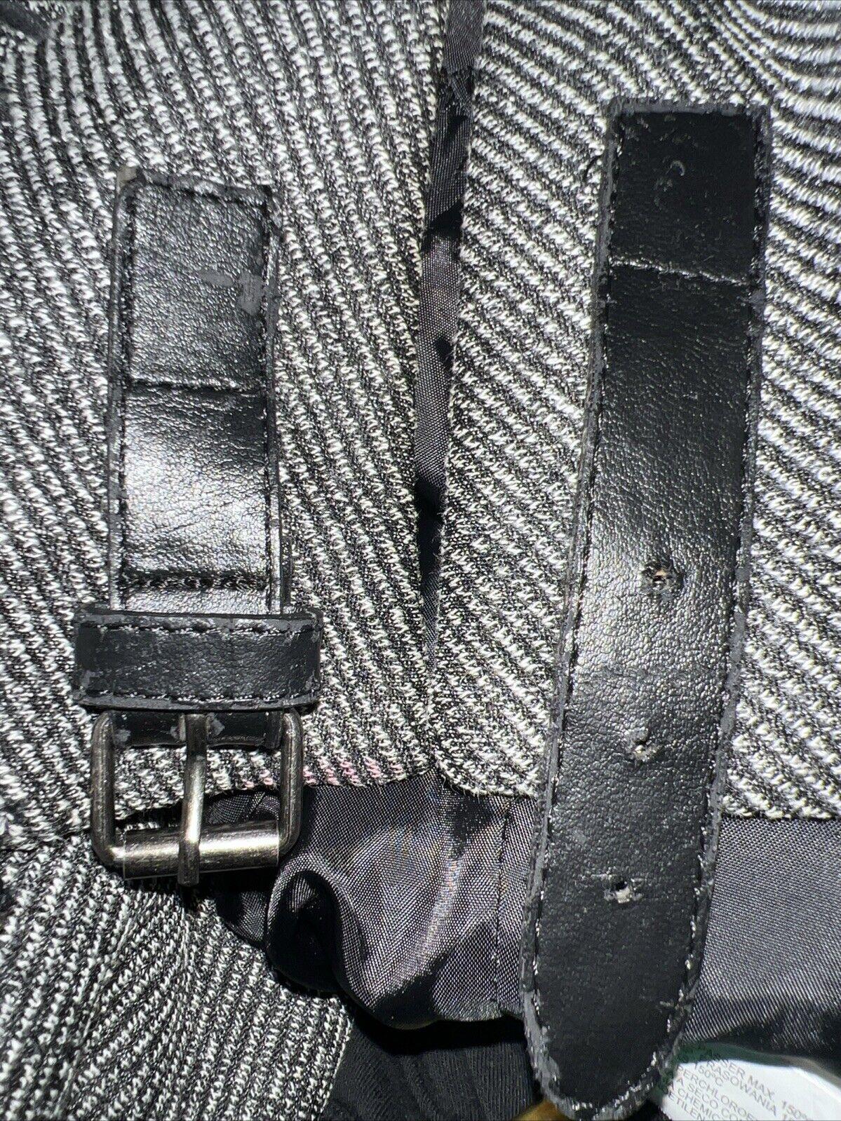 Zara Man buckle High Collar  Coat Size 42 Herringbone Gray Made in Turkey