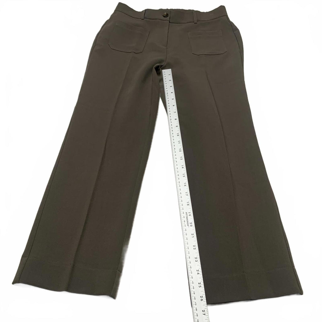 Adrianna Papell Women's Sz 8 Petite Brown Wide Leg Patch Trousers W32x26.5