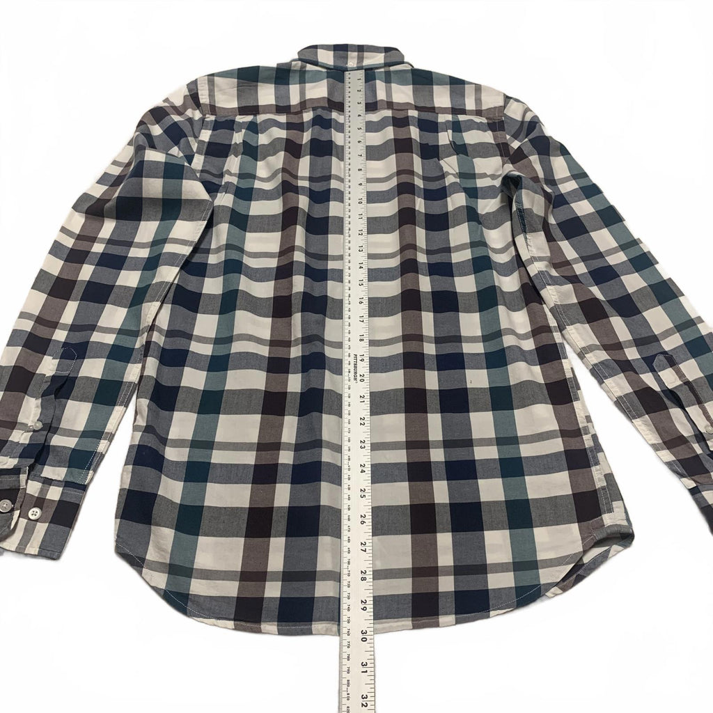 Hawker Rye Mens Size Small Blue Green Slim Fit Plaid Shirt