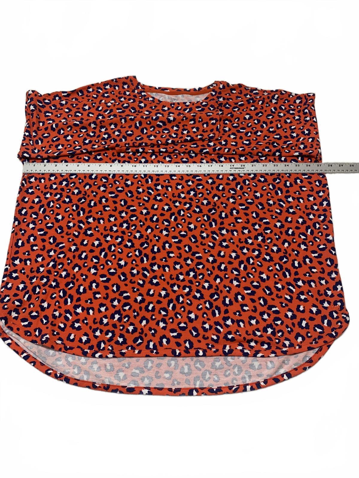 Cabana by Crown & Ivy Women's a size XL Red Blue Long Sleeve Leopard Print Top