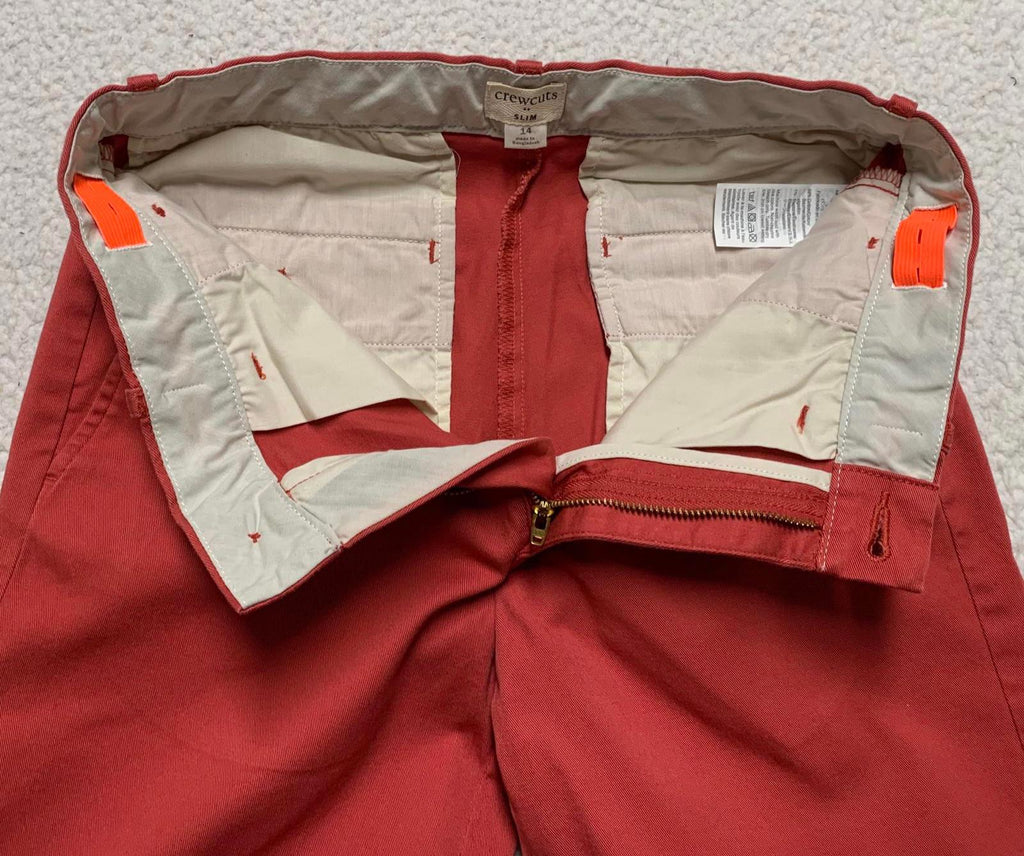 Crewcuts Kids Size 14 Red-Orange Slim Fit Pants Adjustable Waist 28x28L
