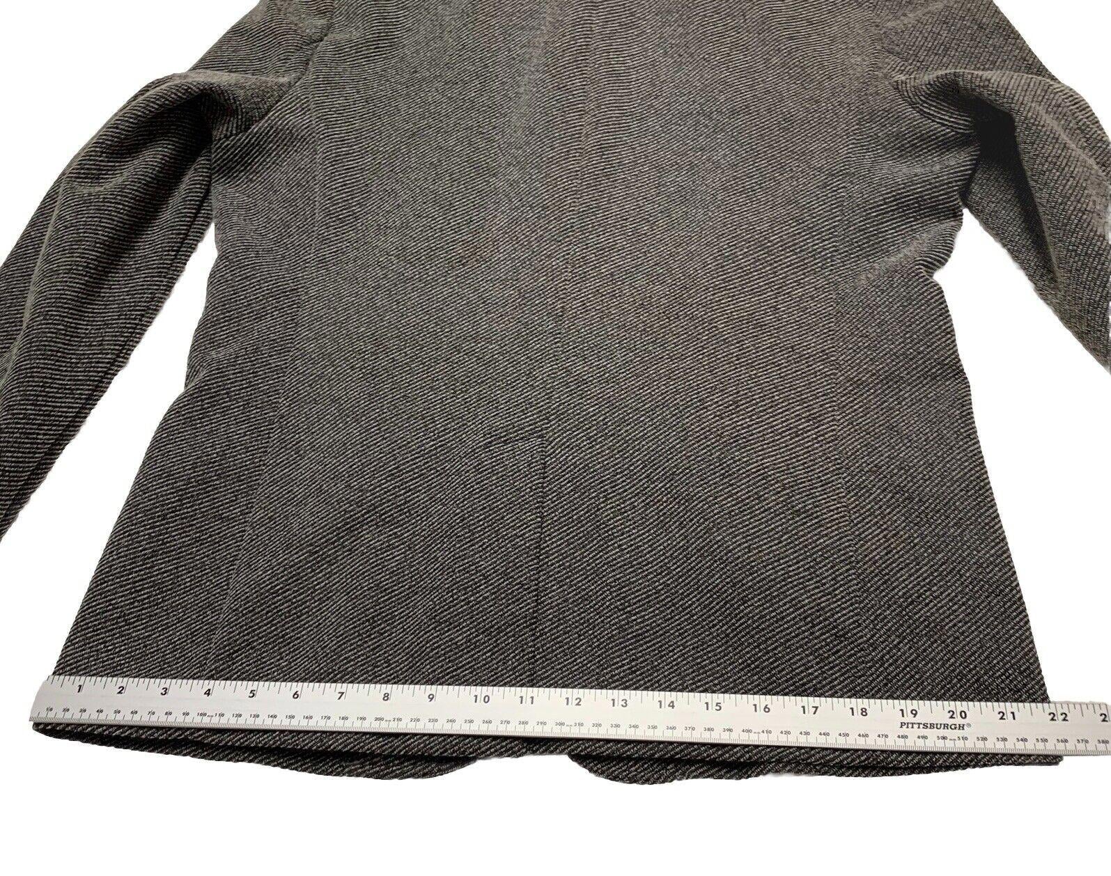 Zara Man buckle High Collar  Coat Size 42 Herringbone Gray Made in Turkey