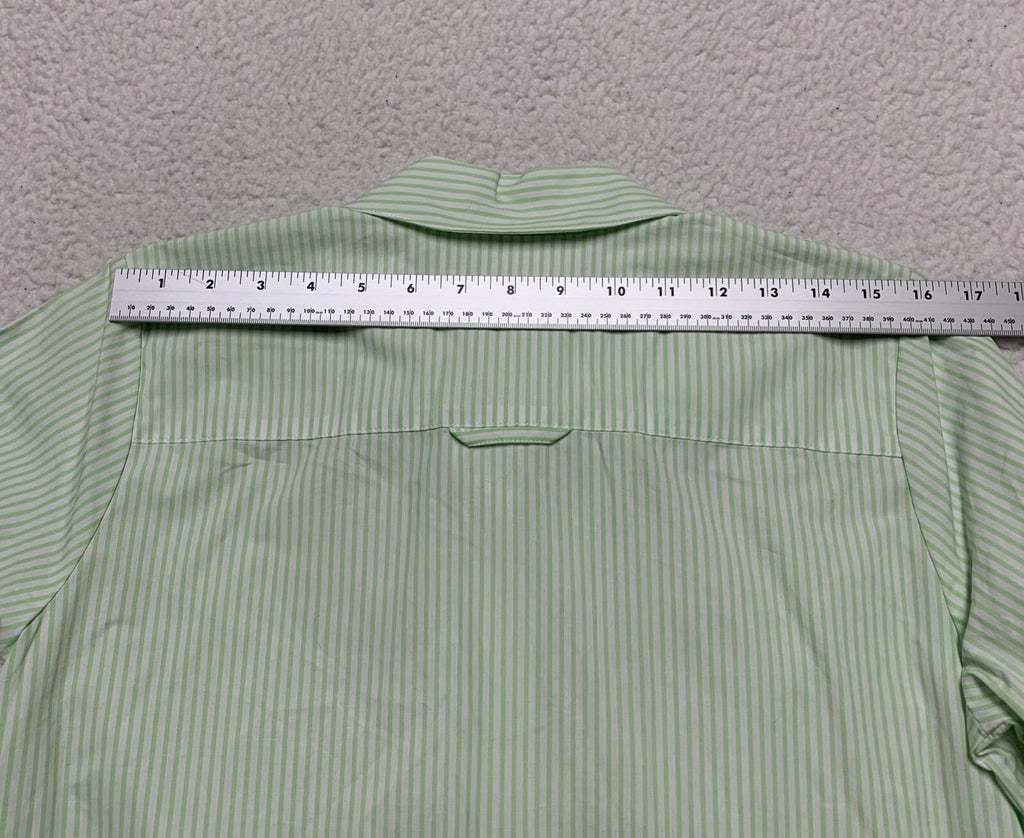 Quacker Factory Women's Size S Floral Embroidered Green Striped Button Shirt