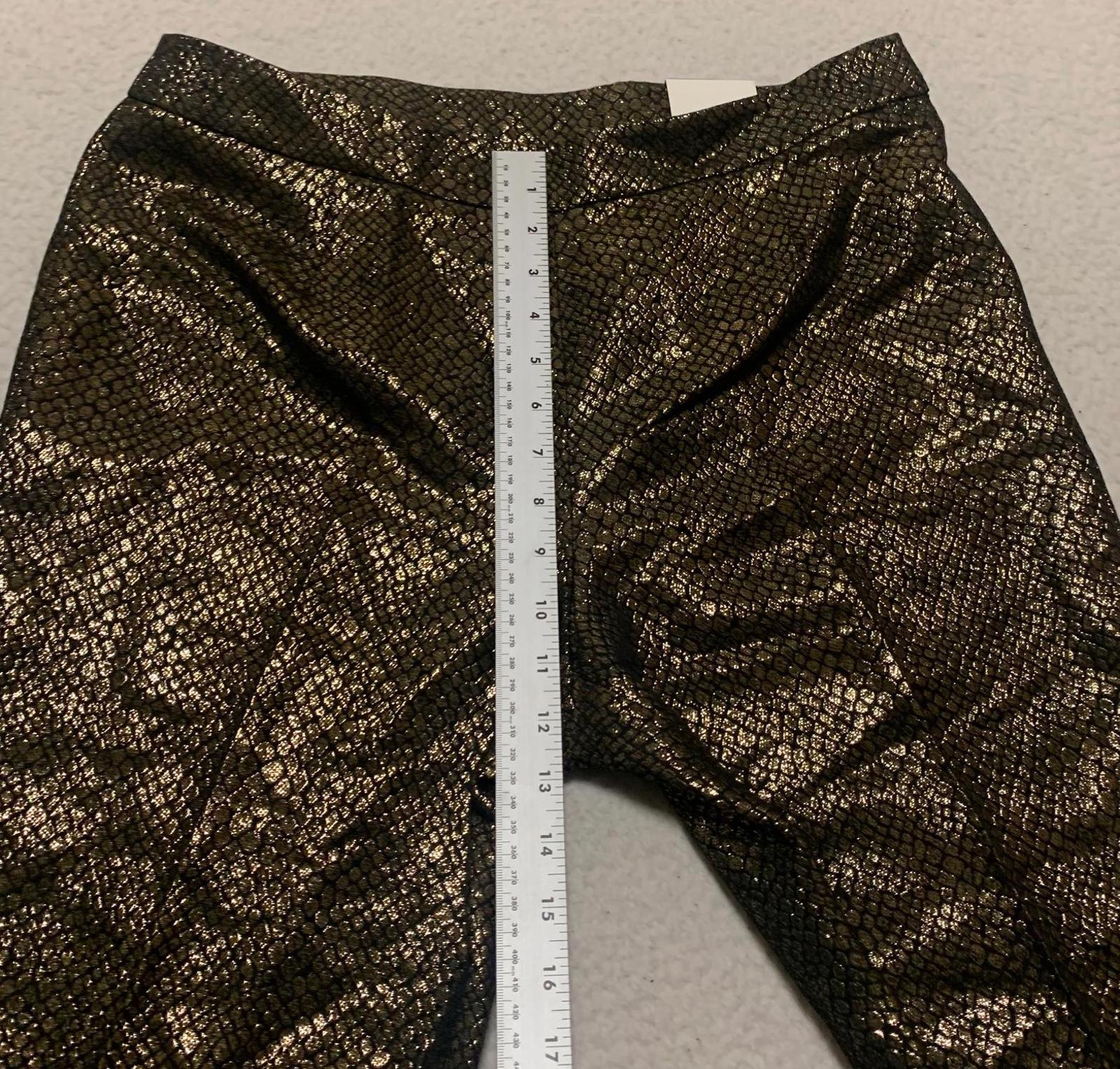 Anne Klein Womens Size 8 Metallic Gold Black Snake Skin Patterned Pants