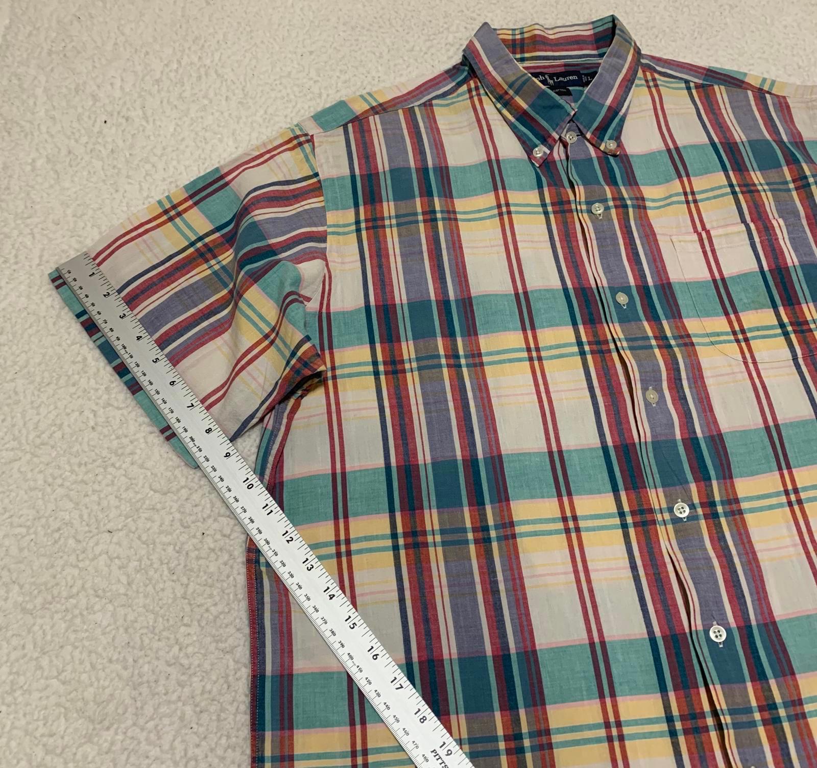 Ralph Lauren Pastel Plaid Short Sleeve Shirt L Cotton