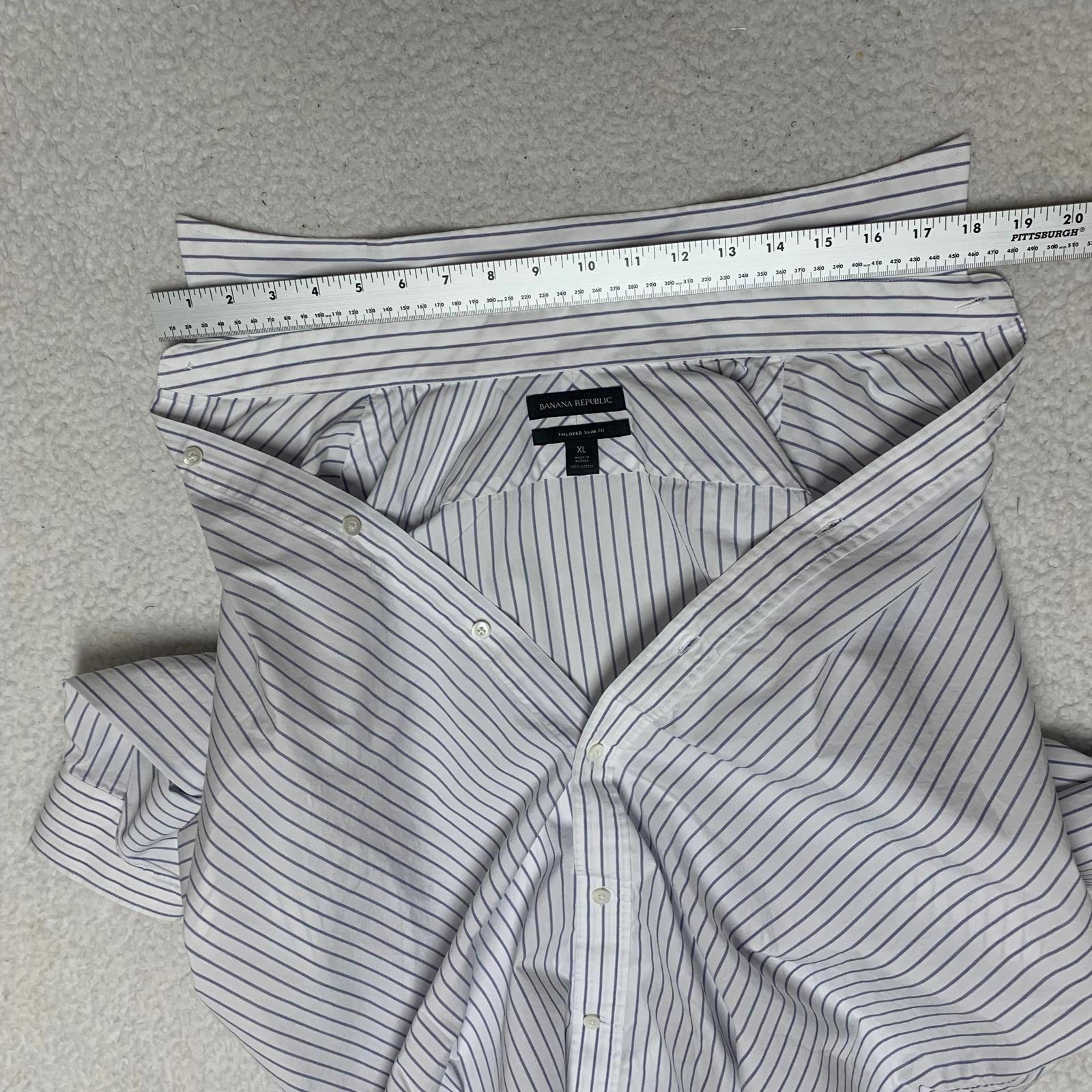 Banana Republic Men's Size XL Slim Fit White Blue Striped Button-Up Shirt
