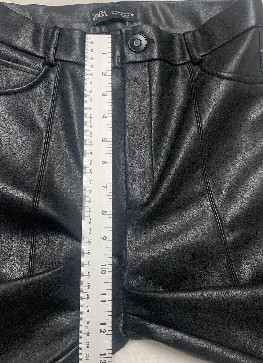 Zara Pants Women's Small Black Polyester/Faux Leather Ankle
