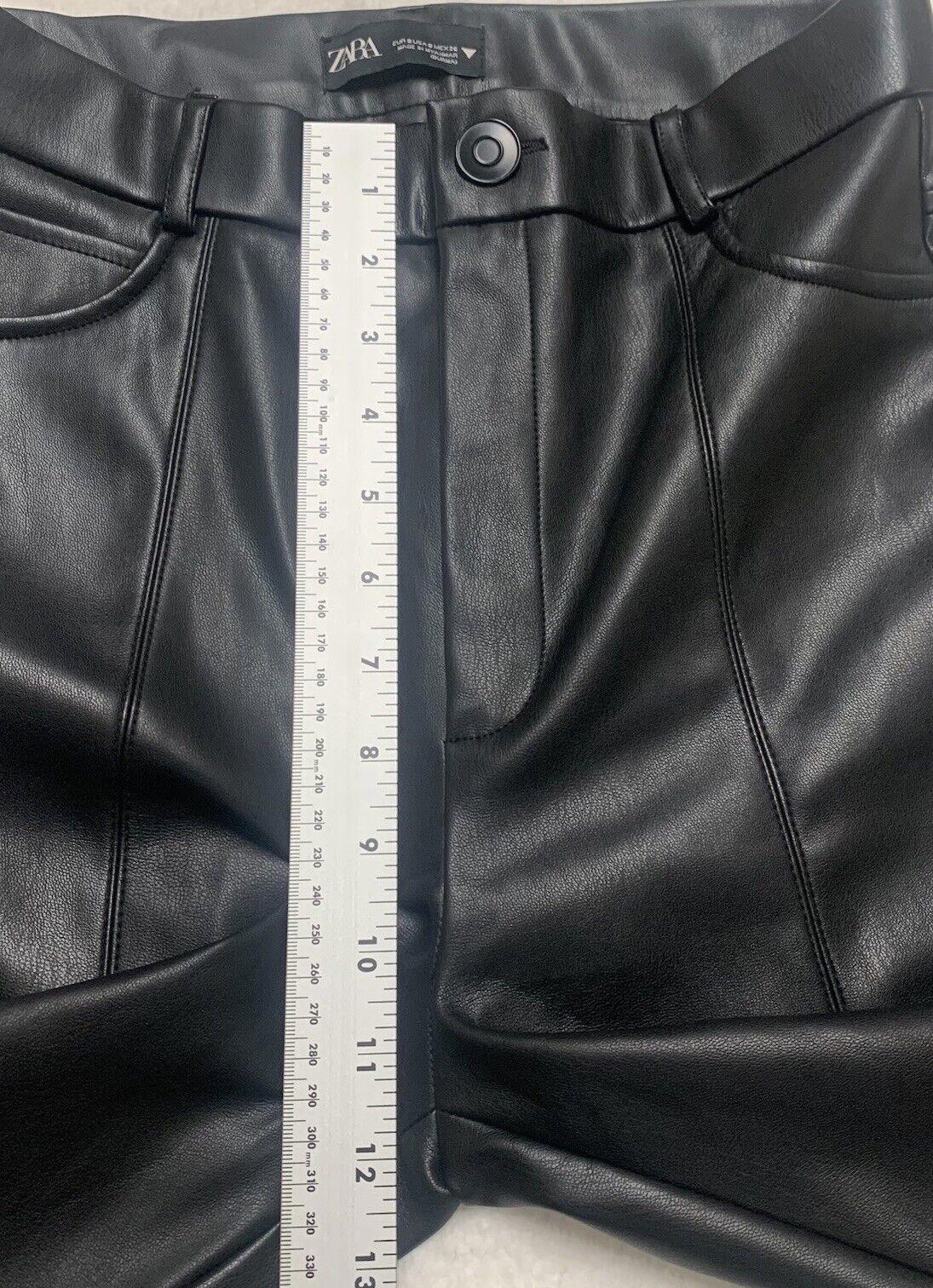 Zara Pants Women's Small Black Polyester/Faux Leather Ankle