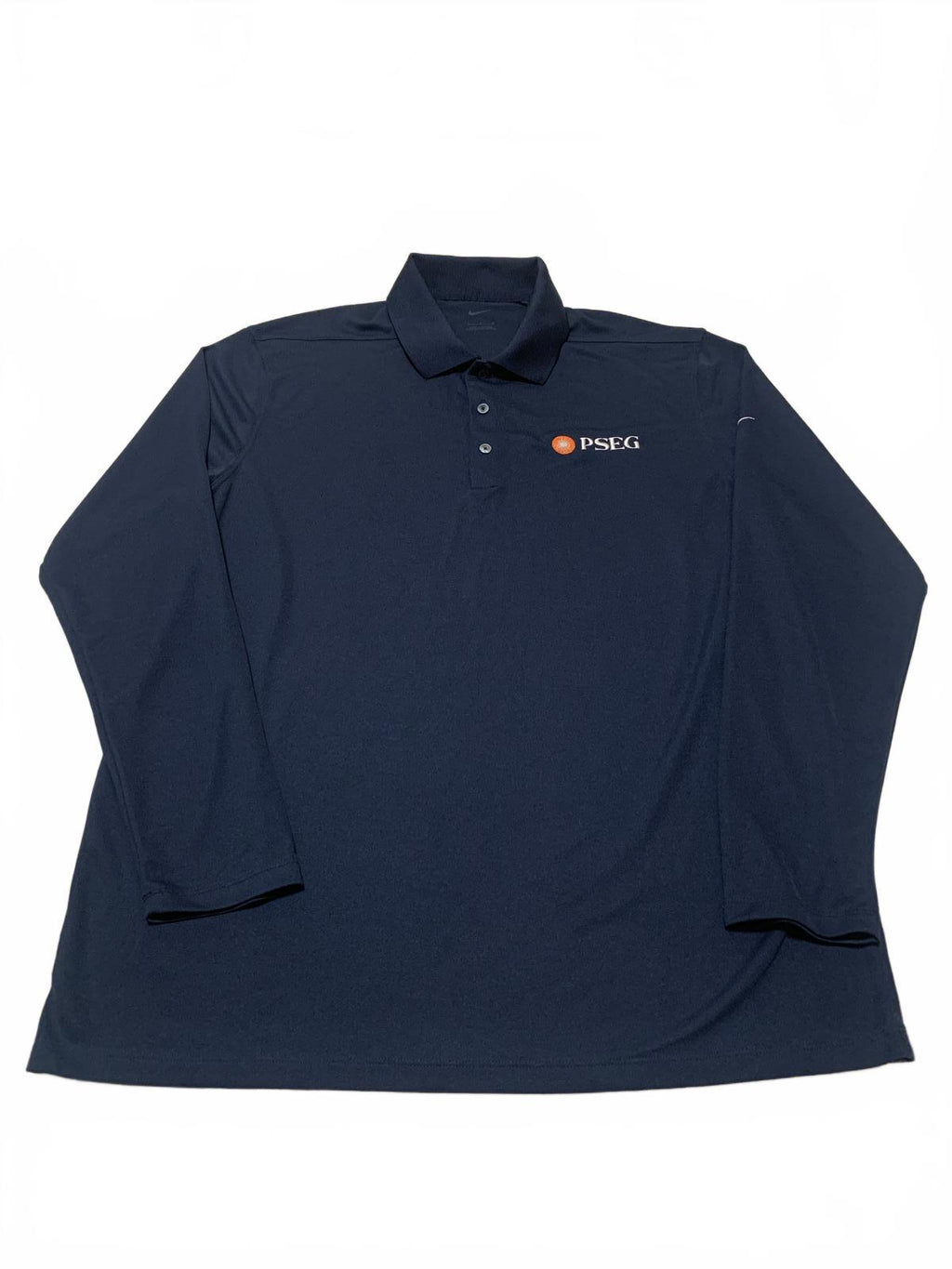 Nike Men's Size L Navy Blue Long Sleeve Polo Shirt PSEG Corporate Logo