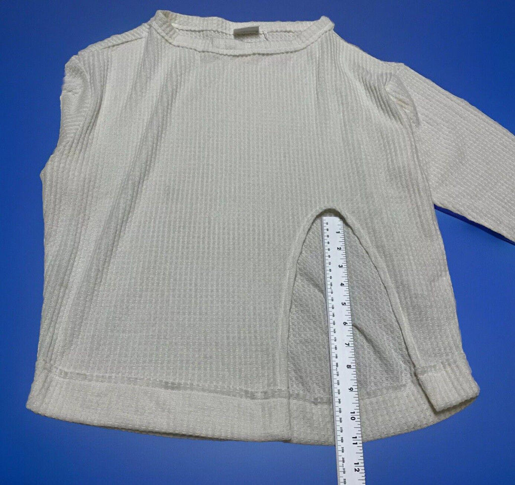Out From Under UO Women XS  Ivory Oversized Waffle Knit Layering Top Slit